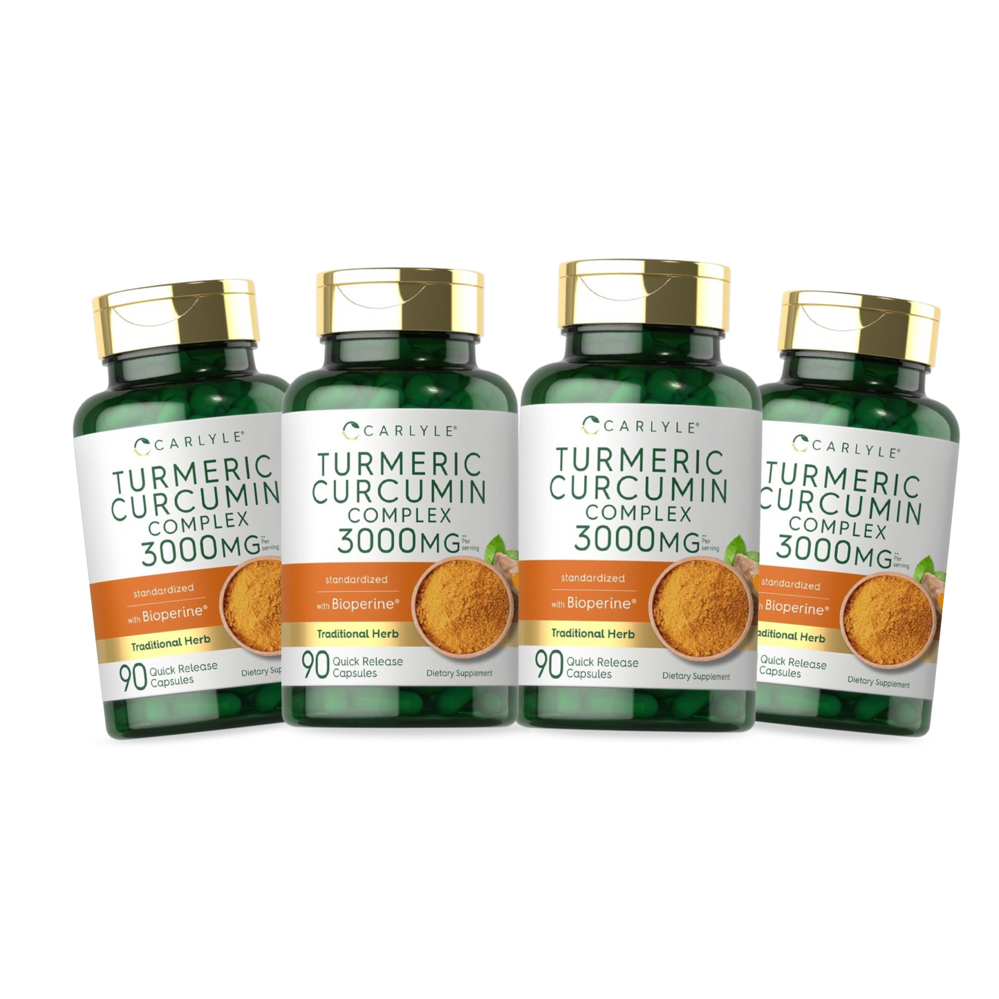 Combo 4 Carlyle Cúrcuma com Pimenta Preta 3000mg, 90 Cápsulas