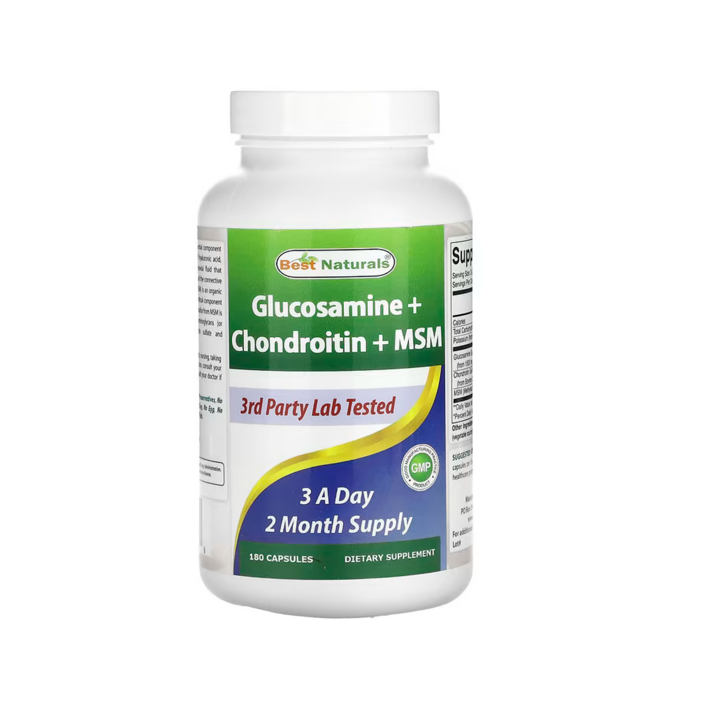 Best Naturals Glucosamine + Chondroitin + MSM, 180 Cápsulas
