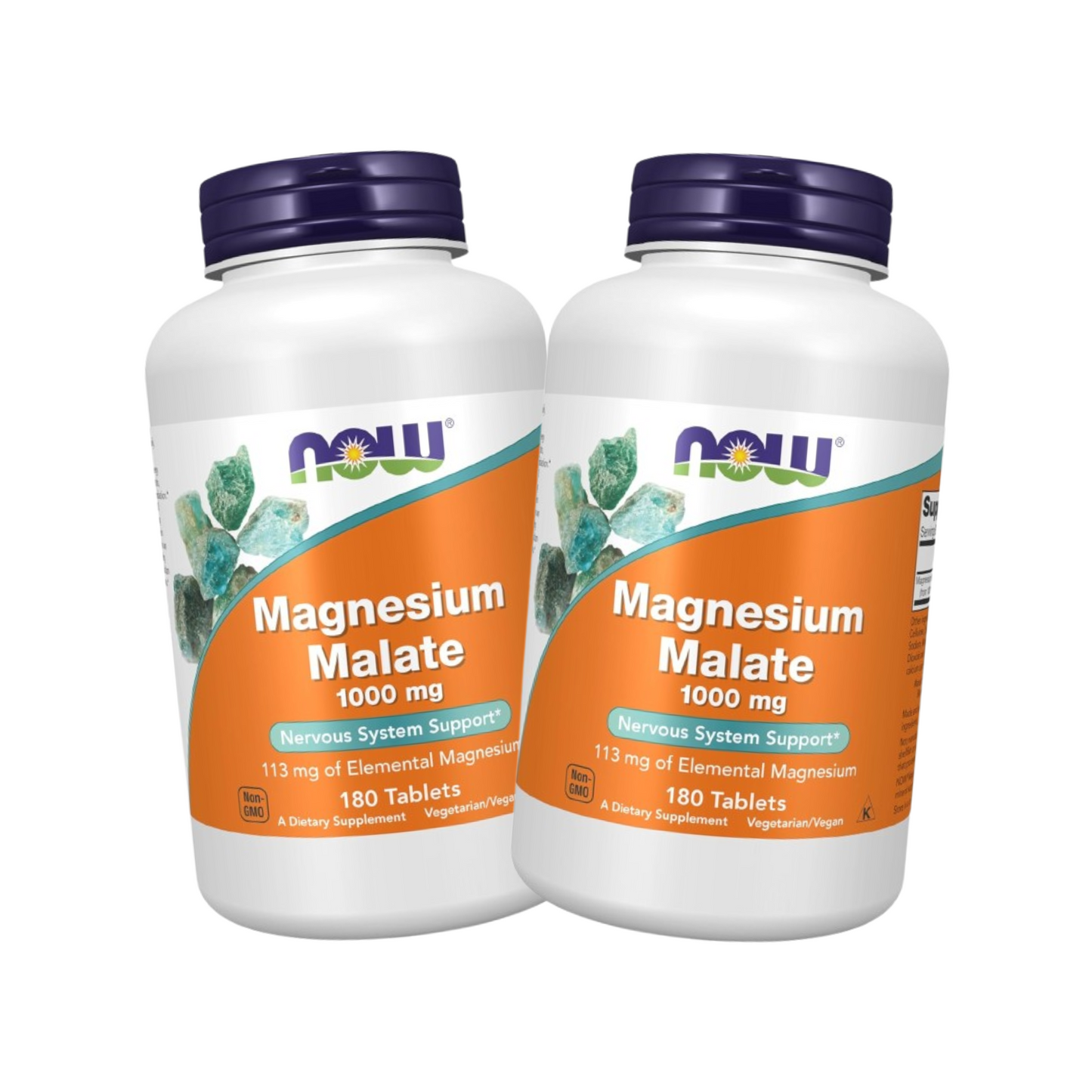 Combo 2 NOW Foods Magnesium Malate 1000mg, 180 Comprimidos