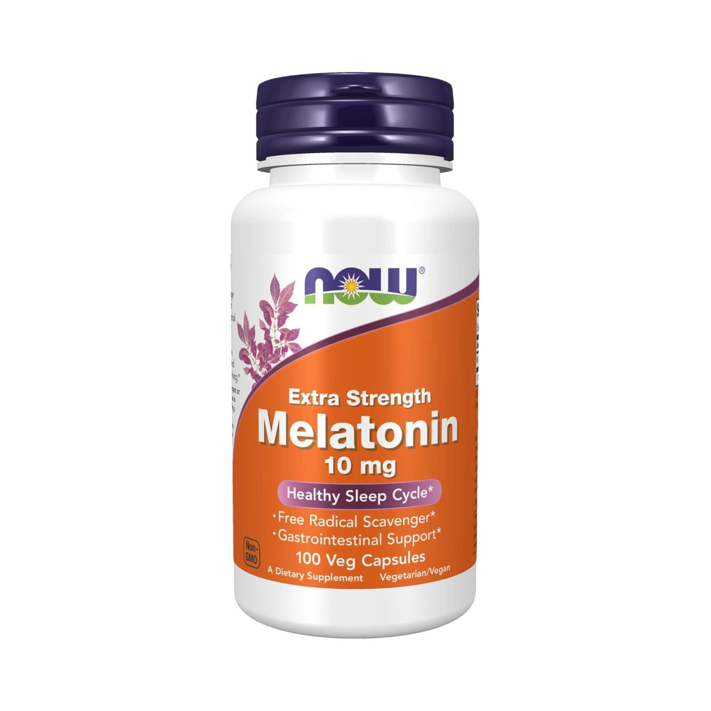 Now Foods, Melatonina 10mg, Força Extra, 100 Cápsulas Vegetarianas