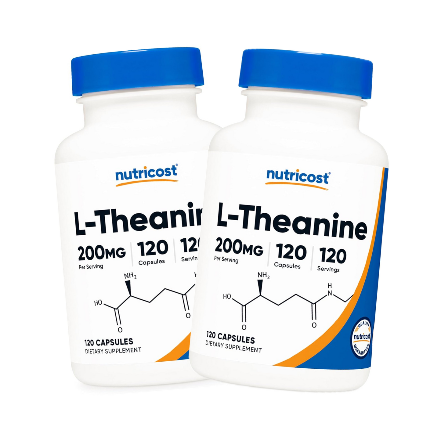 Combo 2x Nutricost L-Teanina 200 mg, 120 Cápsulas, Alta Potência, Sem Glúten e Sem OGM