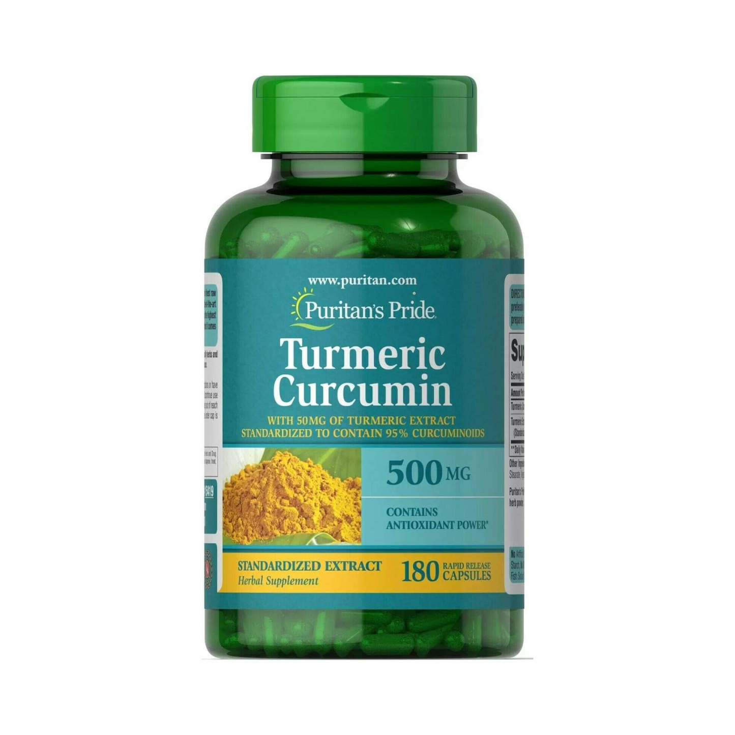 Puritan's Pride Curcumina de Açafrão, 500 mg, 180 Cápsulas