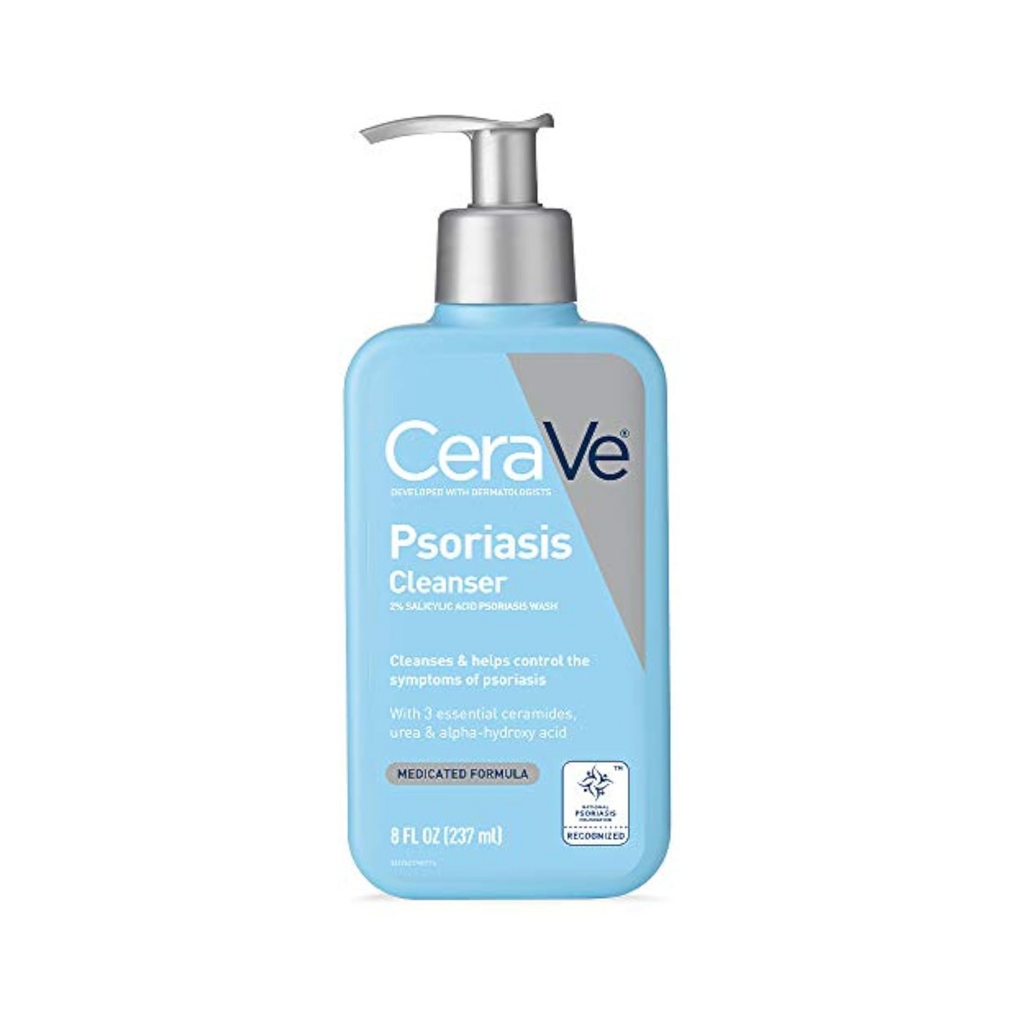 CeraVe Cleanser para Psoríase com Ácido Salicílico com Ácido Lático Esfoliante, 237 ml (8 oz)