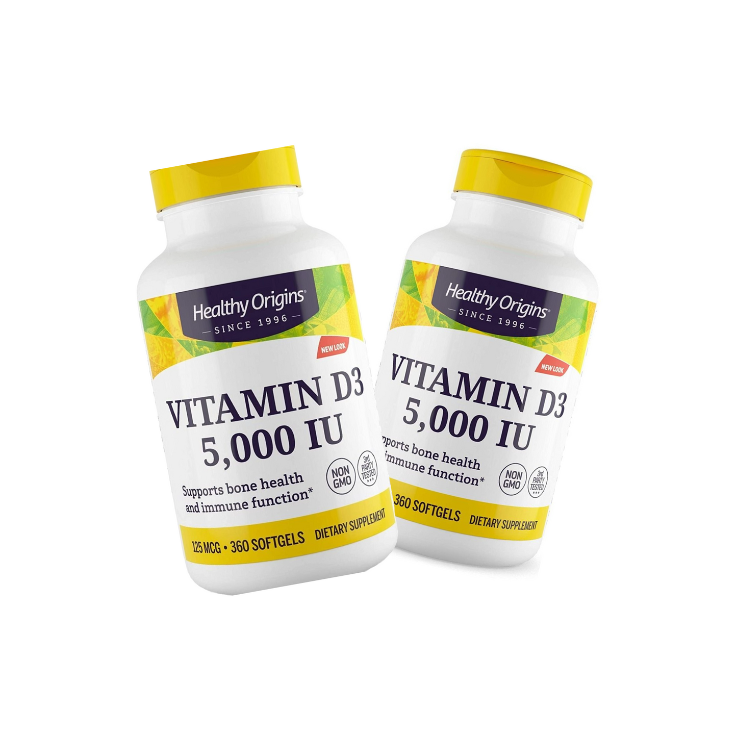 Combo 2 Healthy Origins Vitamina D3 5000 IU, 360 Softgels