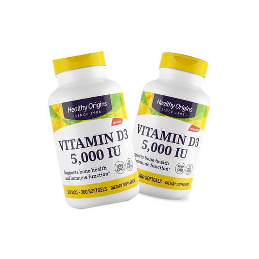 Combo 2 Healthy Origins Vitamina D3 5000 IU 360 Softgels