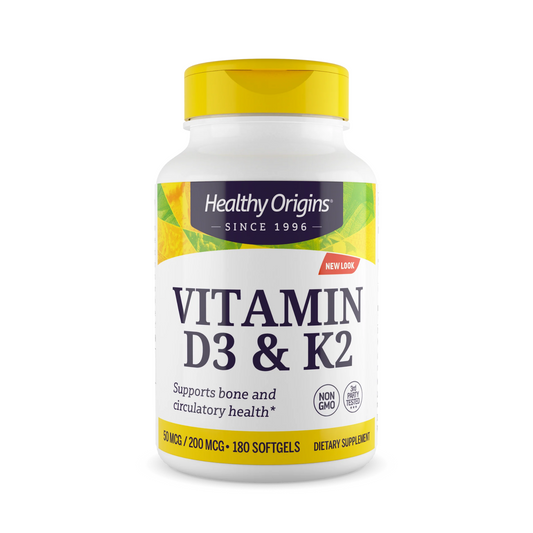 Healthy Origins Vitamin D3 50 mcg. & Vitamin K2 200 mcg. 180 Gels