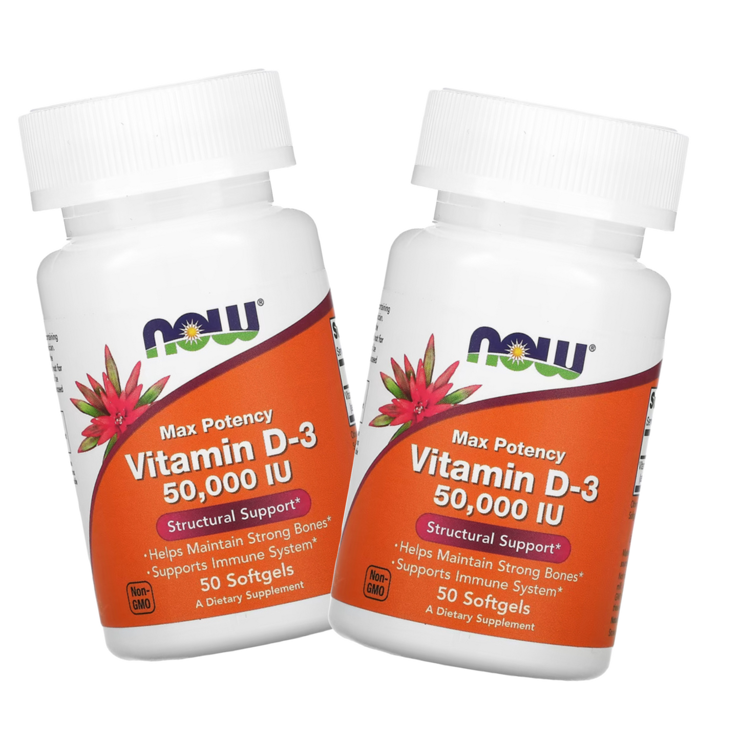Combo 2 Now Foods Vitamina D3, 50000 UI, 50 Softgels