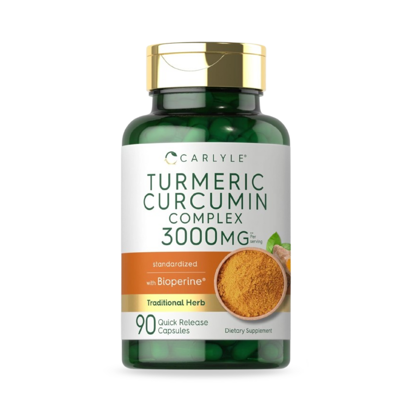 Carlyle Cúrcuma com Pimenta Preta 3000mg, 90 Cápsulas
