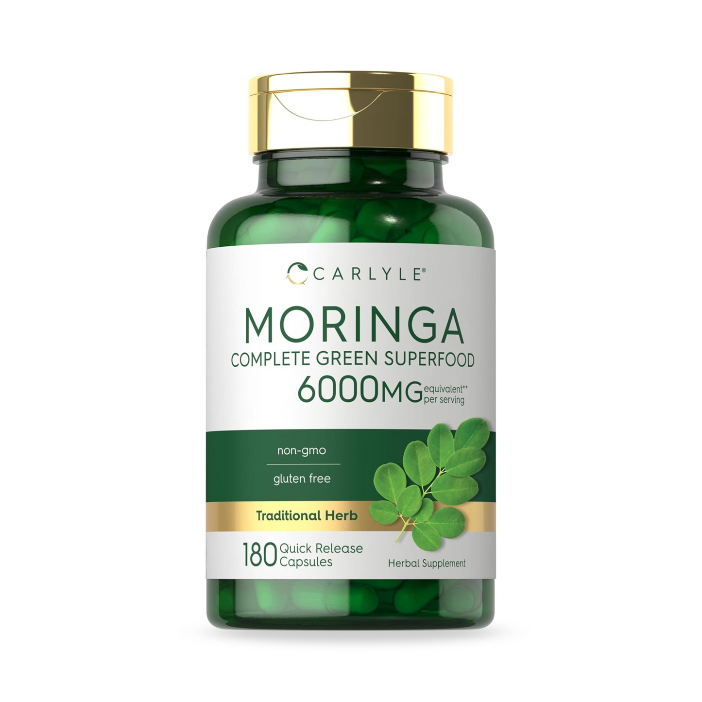 Carlyle Moringa Oleifera, Superalimento Verde Completo, 180 Cápsulas