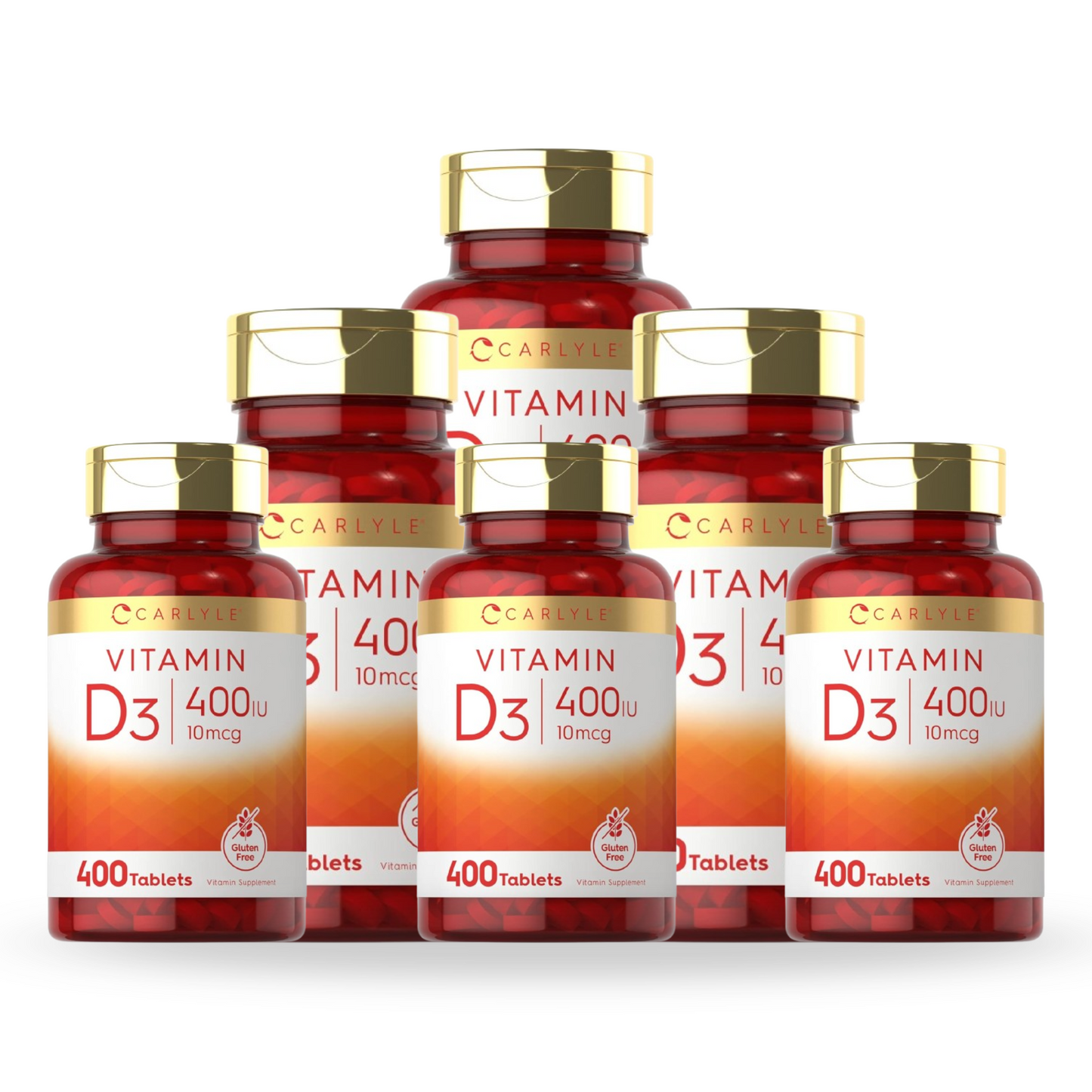 Combo 6x Carlyle Vitamina D3 400UI (10mcg), 400 Comprimidos