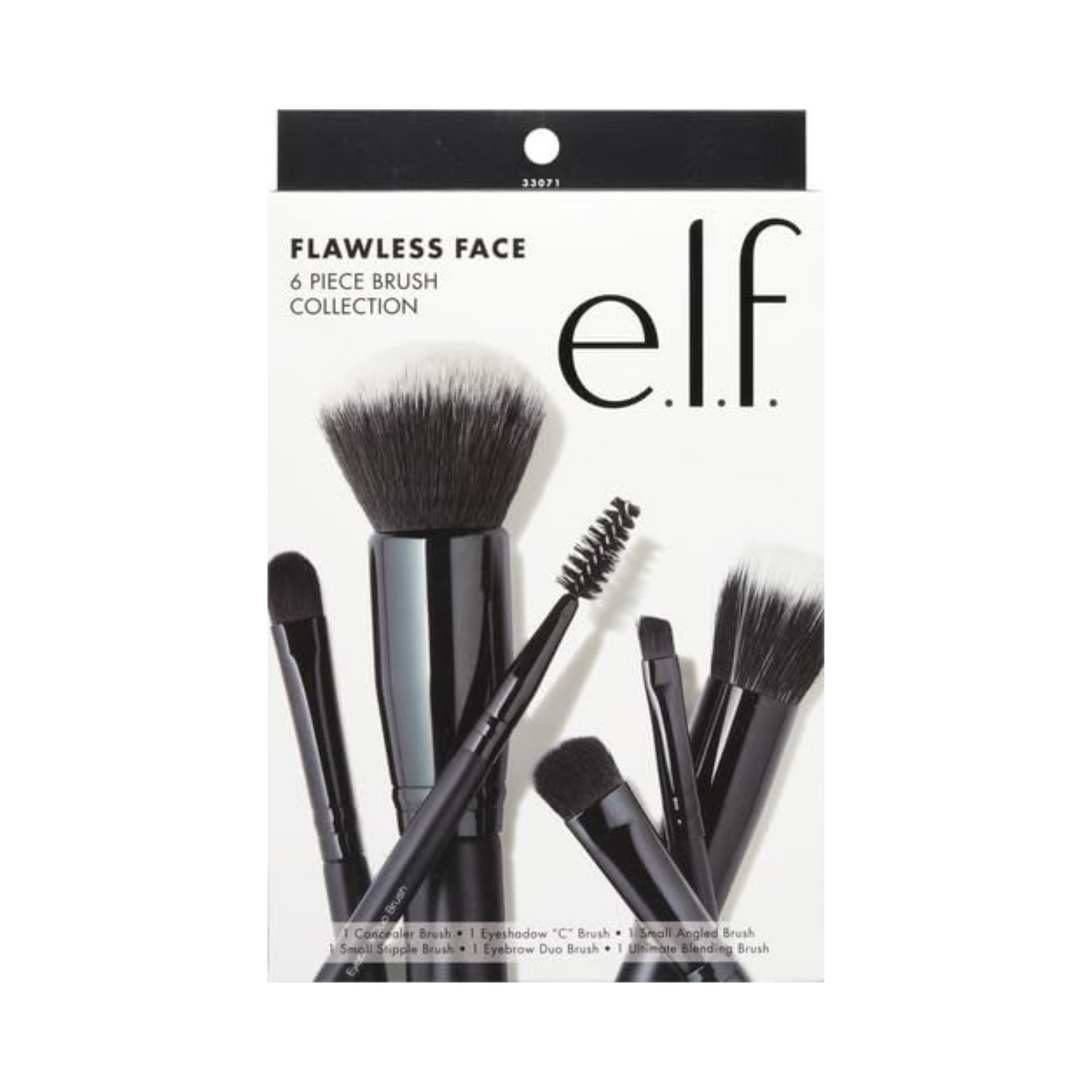 e.l.f. Kit Flawless Face, 6 Peças, Pincéis para Rosto, Olhos e Sobrancelhas, Vegano e Livre de Crueldade