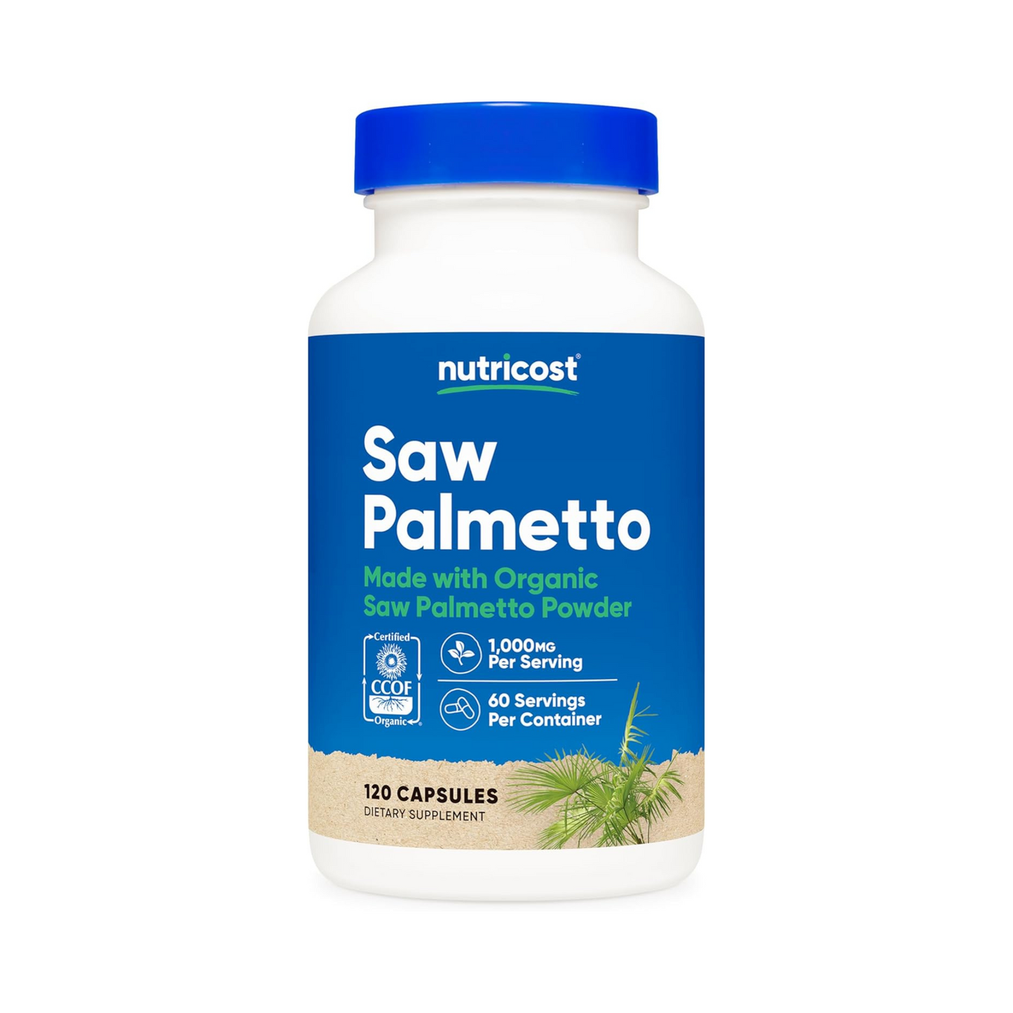 Nutricost Saw Palmetto 1000mg (Em duas capsulas), 120 Cápsulas
