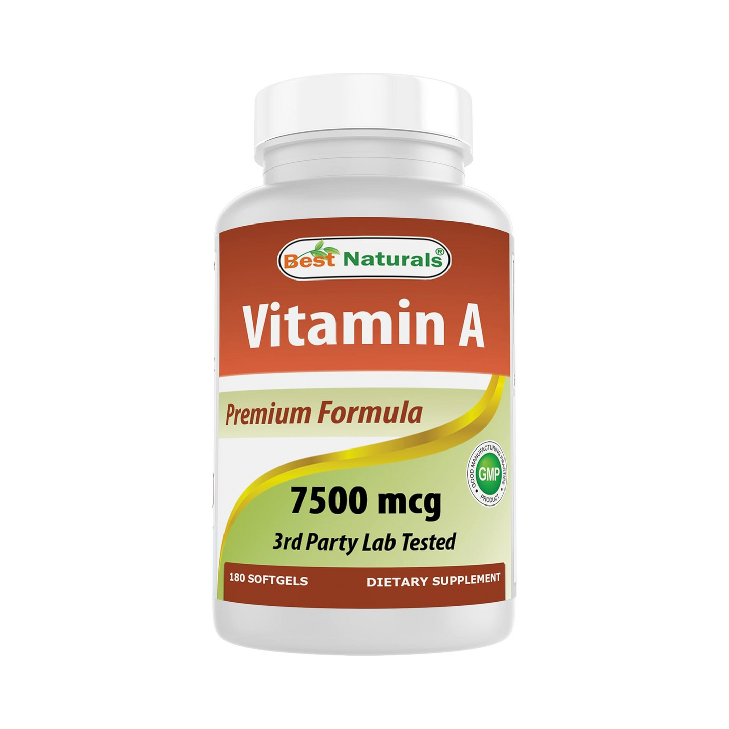 Best Naturals Vitamina A 25.000 UI (7.500 mcg), 180 Cápsulas Gelatinosas