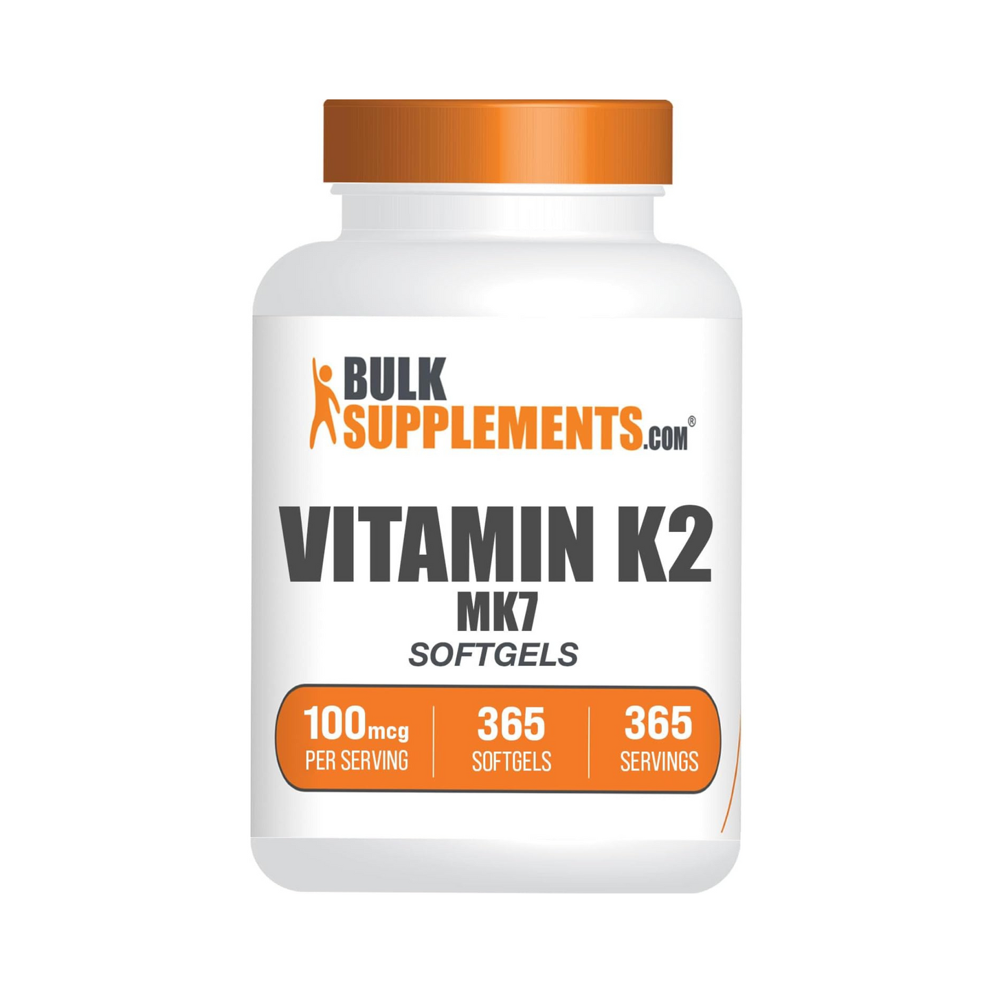 BulkSupplements Vitamina K2 MK7, 100mg por Porção, 365 Cápsulas Gelatinosas