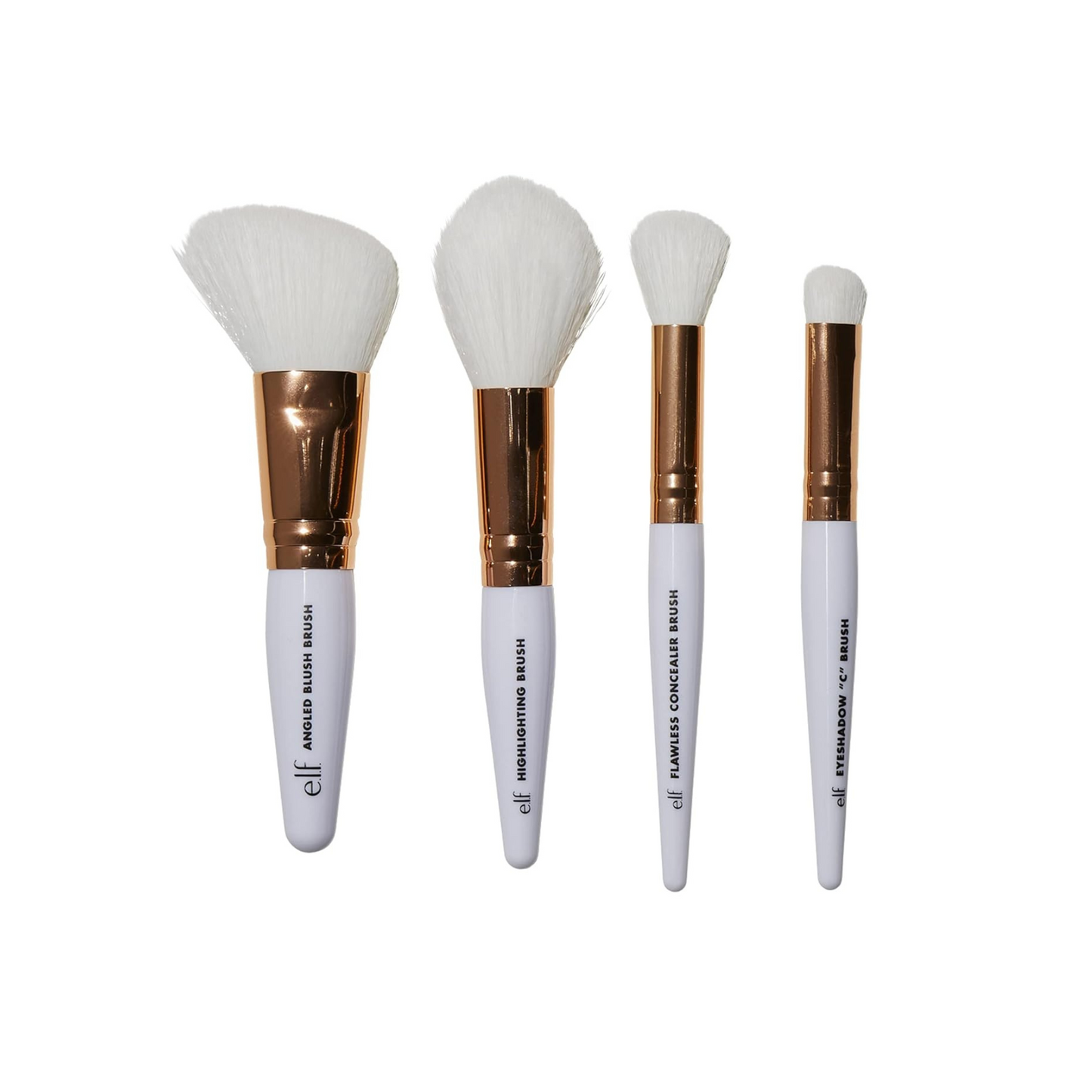 e.l.f. Kit de Pincéis Rose Gold Travel, 4 Peças para Corretivo, Contorno e Iluminação, Vegano e Portátil