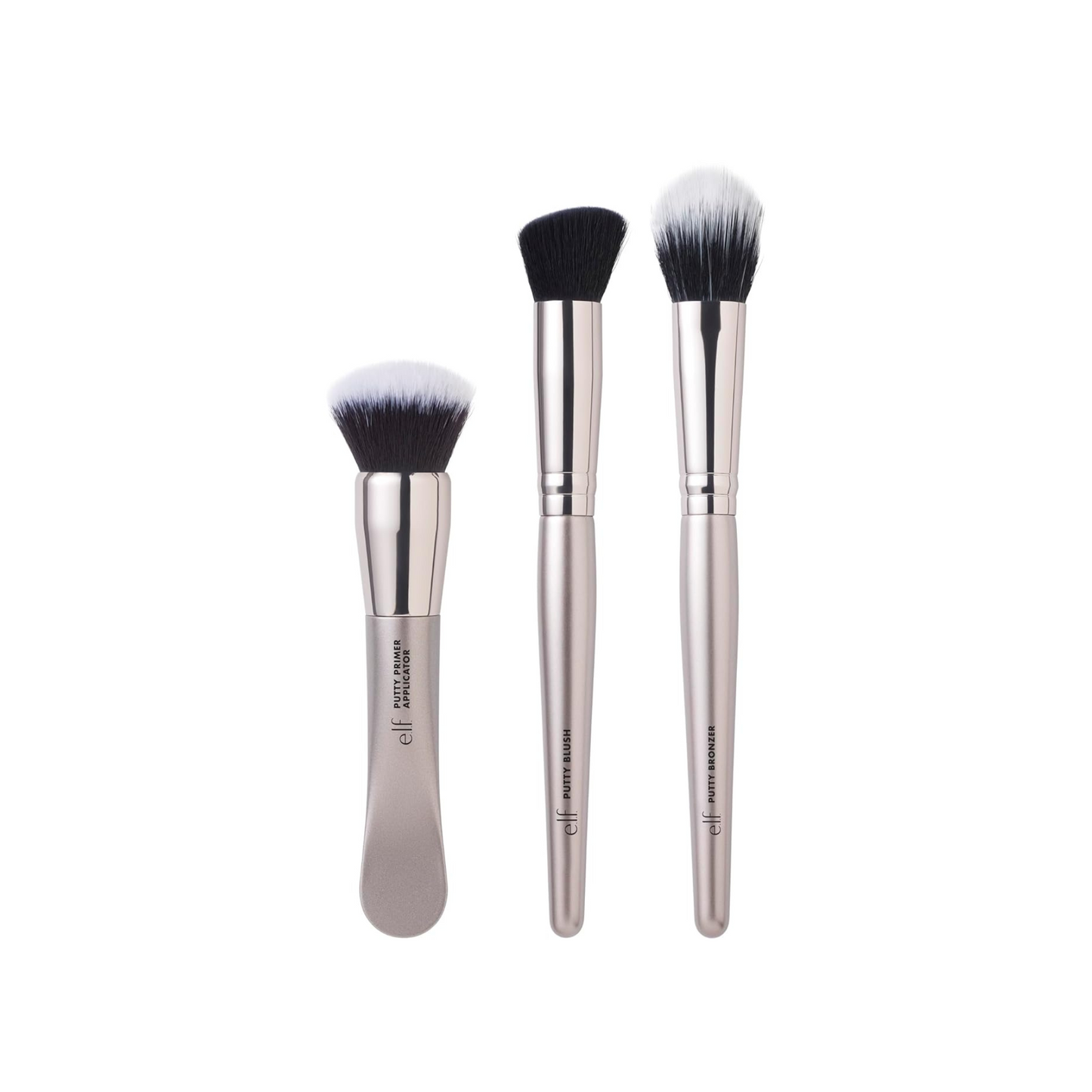 e.l.f. Putty Tools Trio, 3 Pincéis para Primer, Blush e Bronzer Putty, Vegano e Livre de Crueldade