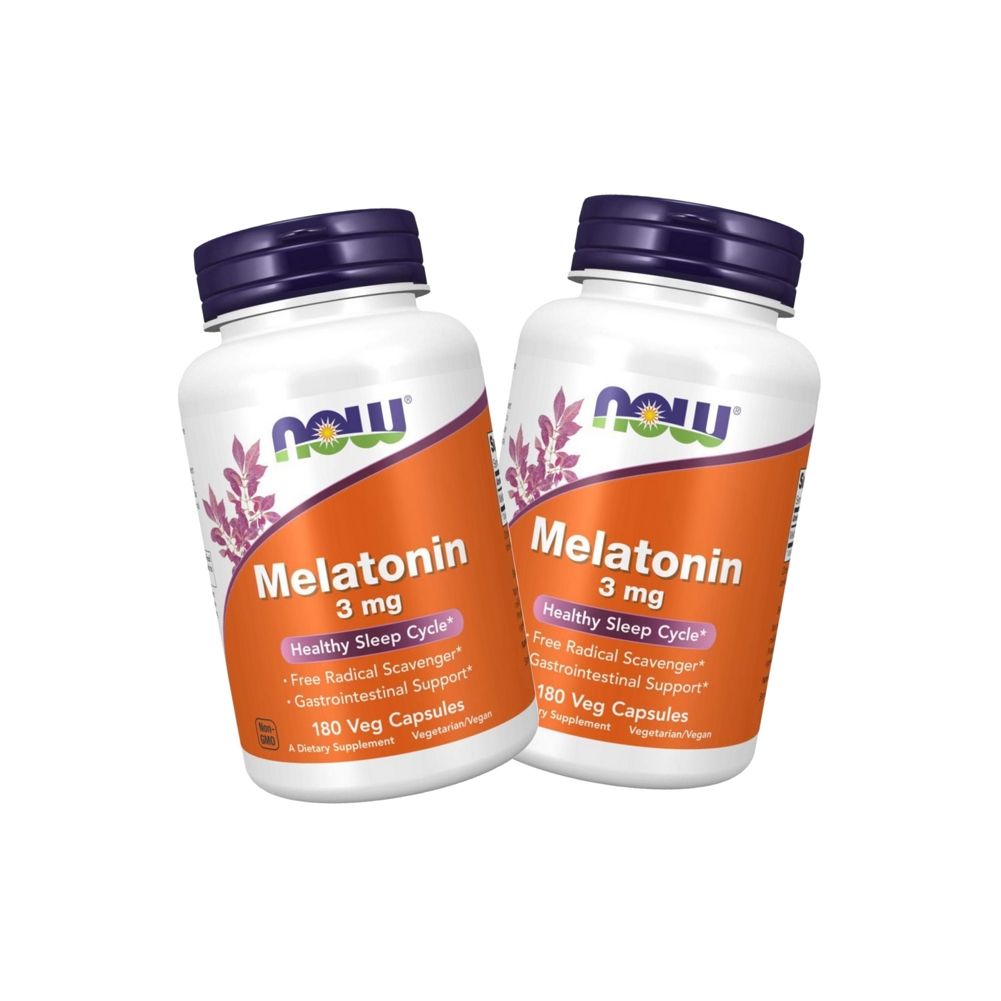Combo 2 Now Food, Melatonina, 3 mg, 180 cápsulas Vegetais