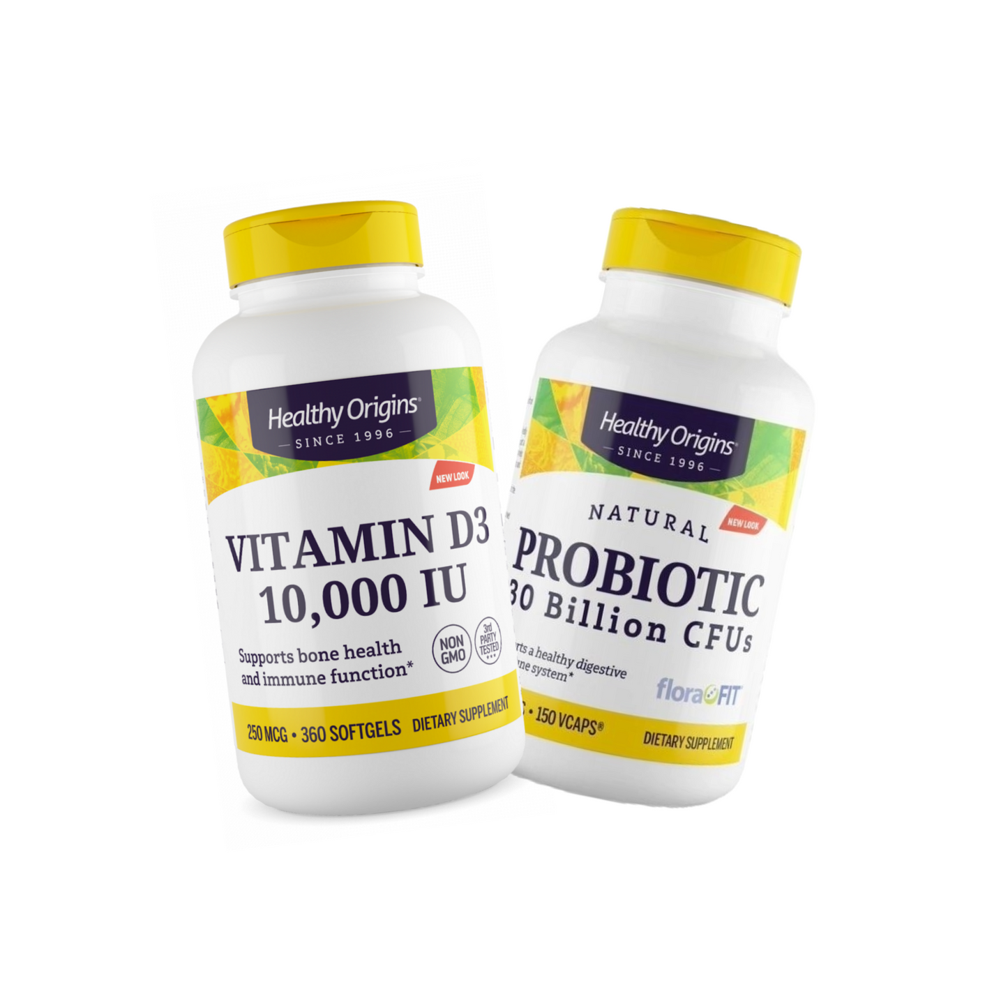 Combo 1 Healthy Origins, D3, 10000IU, 360 Softgels + 1 Healthy Origins Probiótico  30 Bilhões UFC  150 Cápsulas