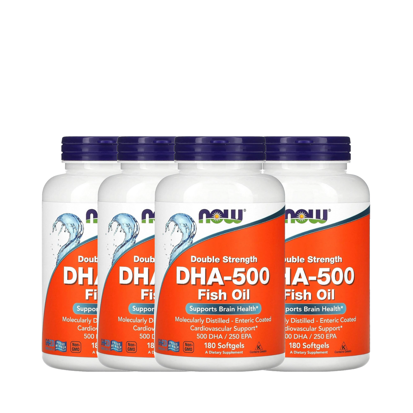 Combo 4 Now Foods Omega 3 - 1000mg DHA, 500mg EPA - 180 Softgels