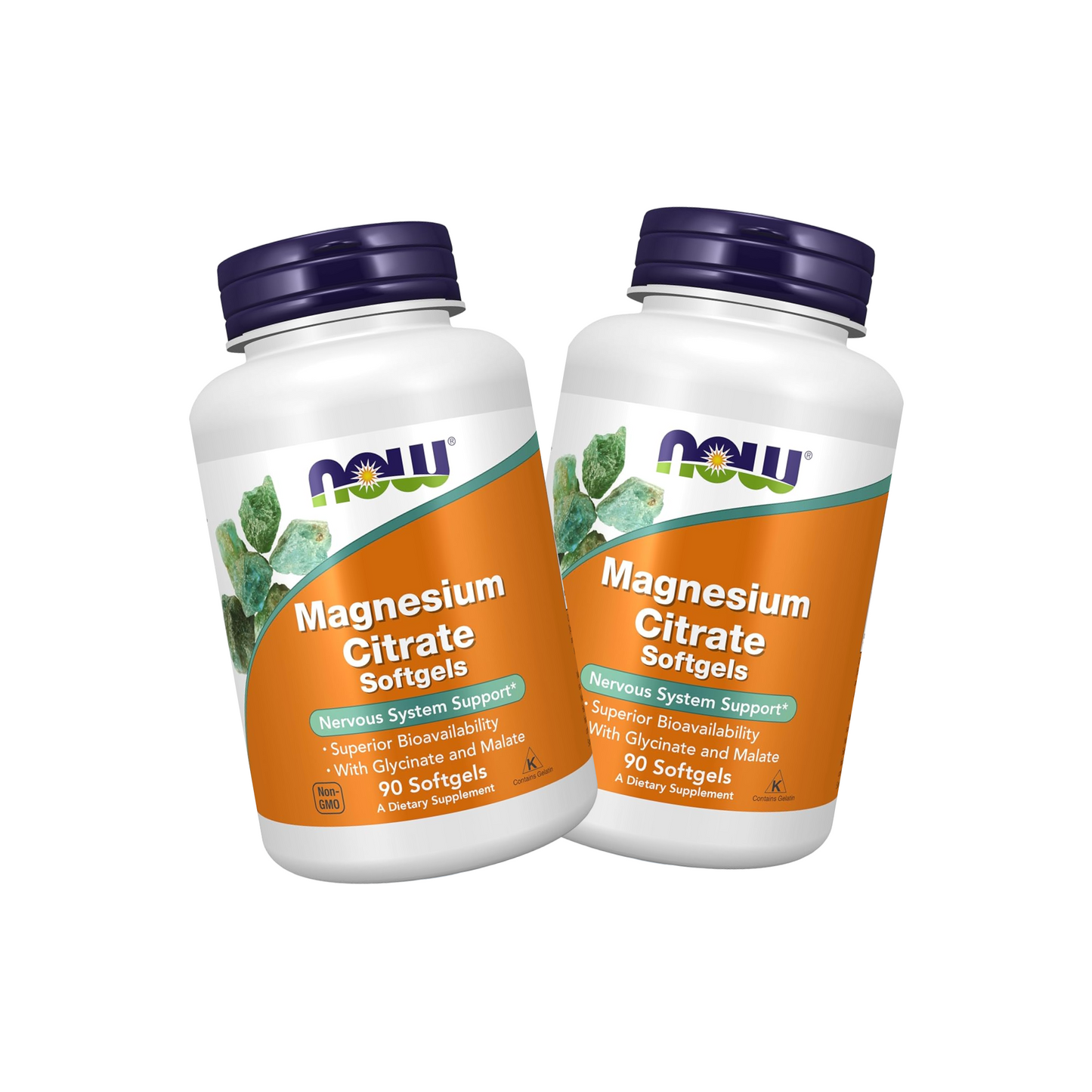 Combo 2 NOW Foods, citrato de magnésio, com glicinato e malato, 90 Softgels