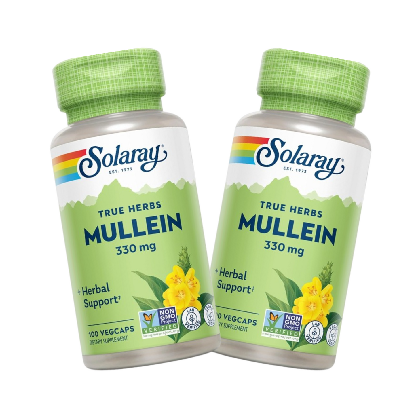 Combo 2x Solaray Mullein Leaf 330 mg, 100 Cápsulas Vegetais