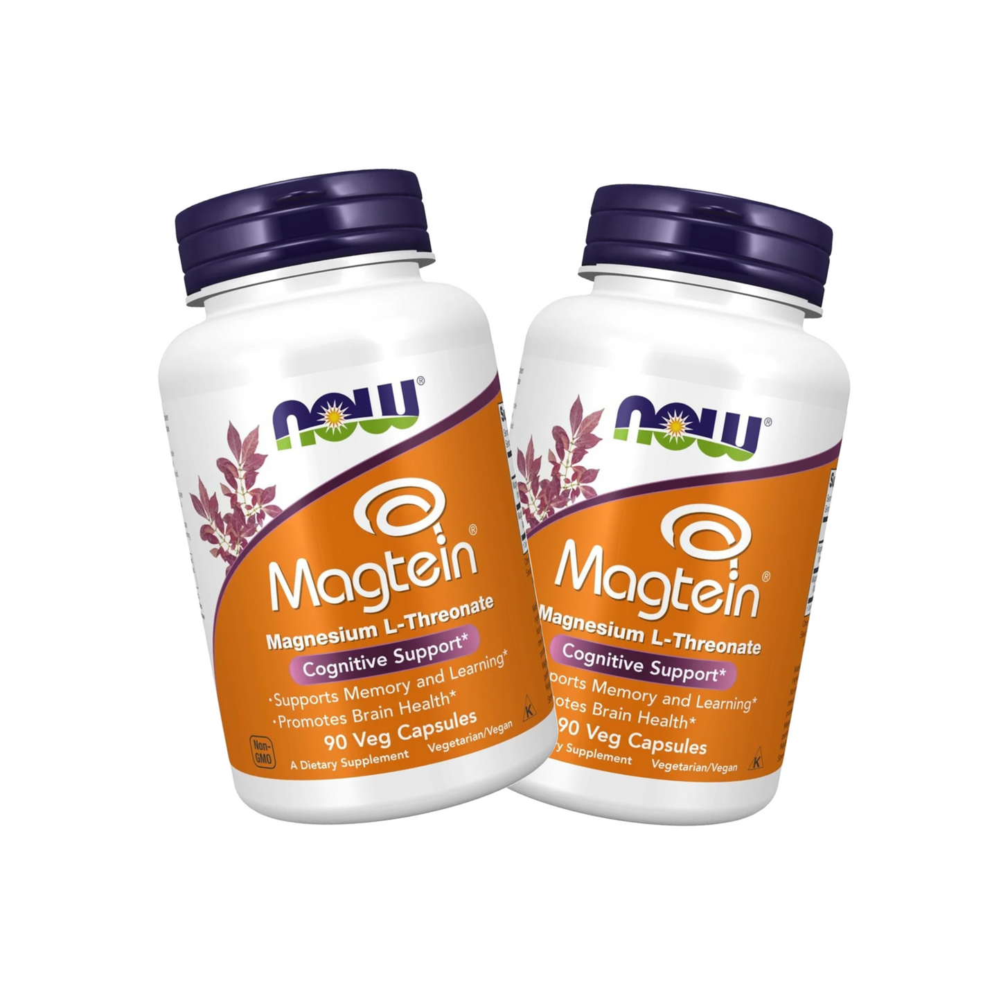 Combo 2 NOW Foods, Magtein, Magnésio L-Treonato, 90 Cápsulas Vegetais