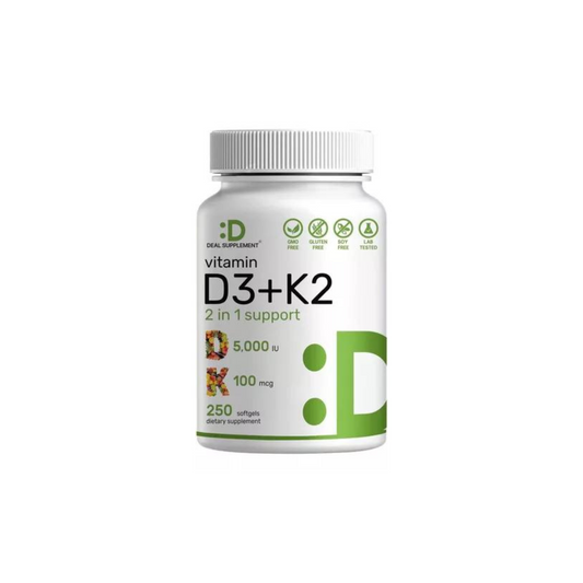 Deal Supplement Vitamina D3 5000 IU & K2 MK7 100 MCG, 250 Softgels