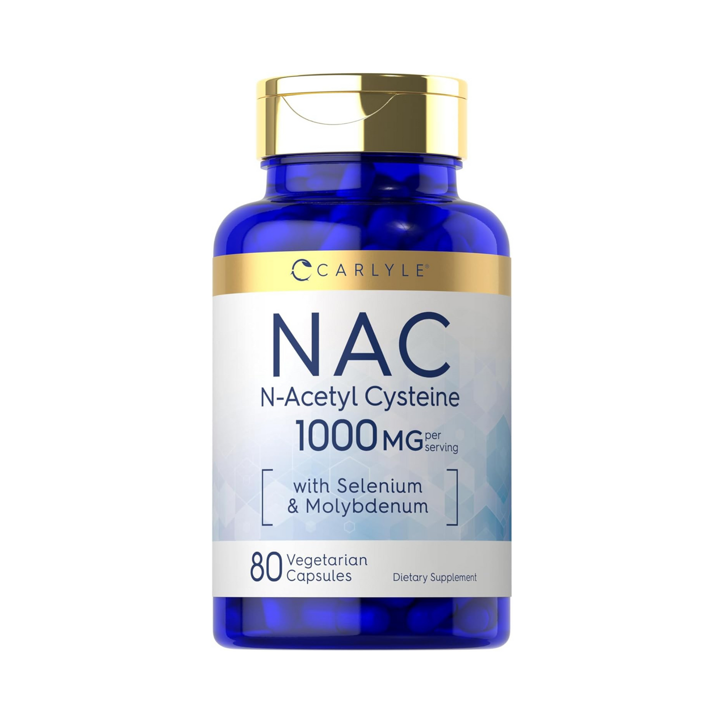 Carlyle NAC 1000 mg com Selênio e Molibdênio, 80 Cápsulas Vegetarianas
