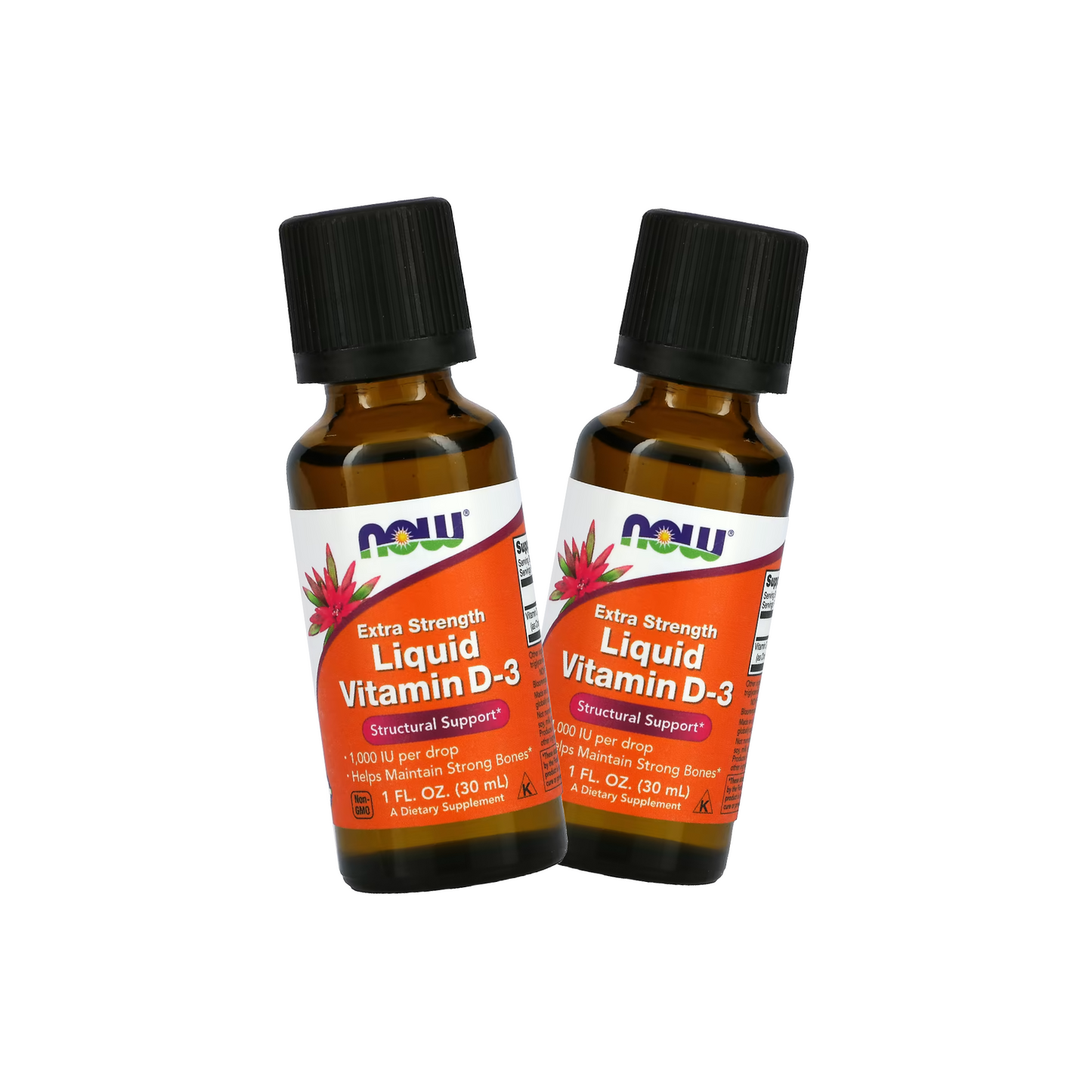 Combo 2 NOW Foods, Vitamina D-3 Líquida, Força Extra, 25 mcg (1000 UI), 30 ml (1 fl oz)