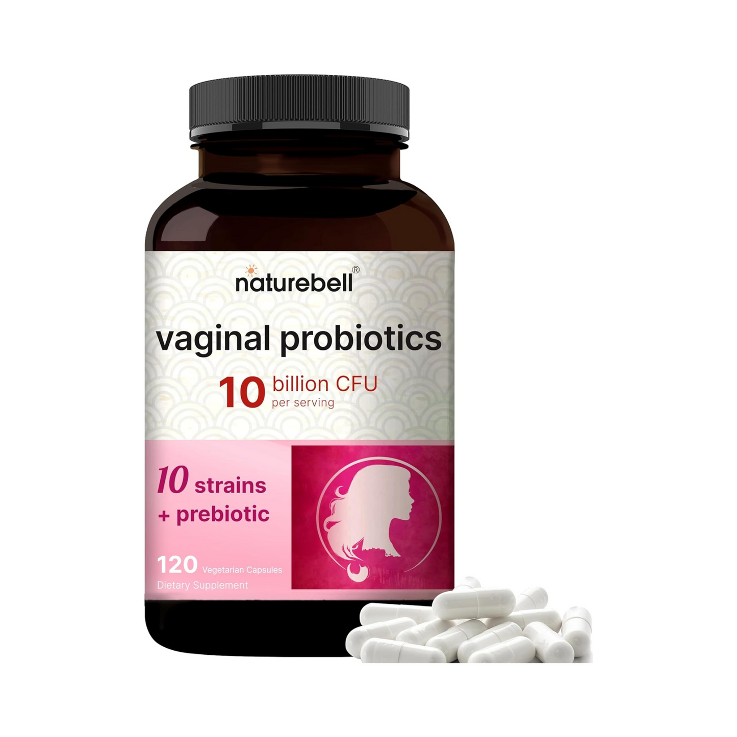 NatureBell Probiótico Vaginal para Mulheres, 10 Bilhões UFC, 120 Cápsulas