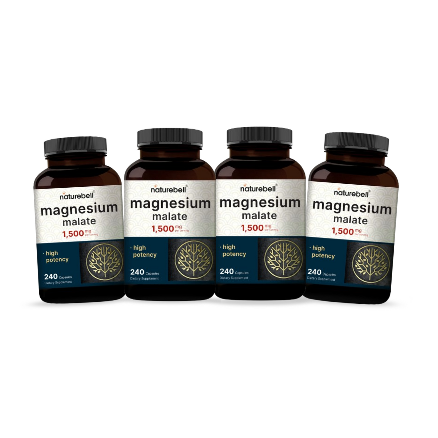 Combo 4 Naturebell Magnesium Malate, 1.500mg (em 3 Cápsulas), 240 Cápsulas