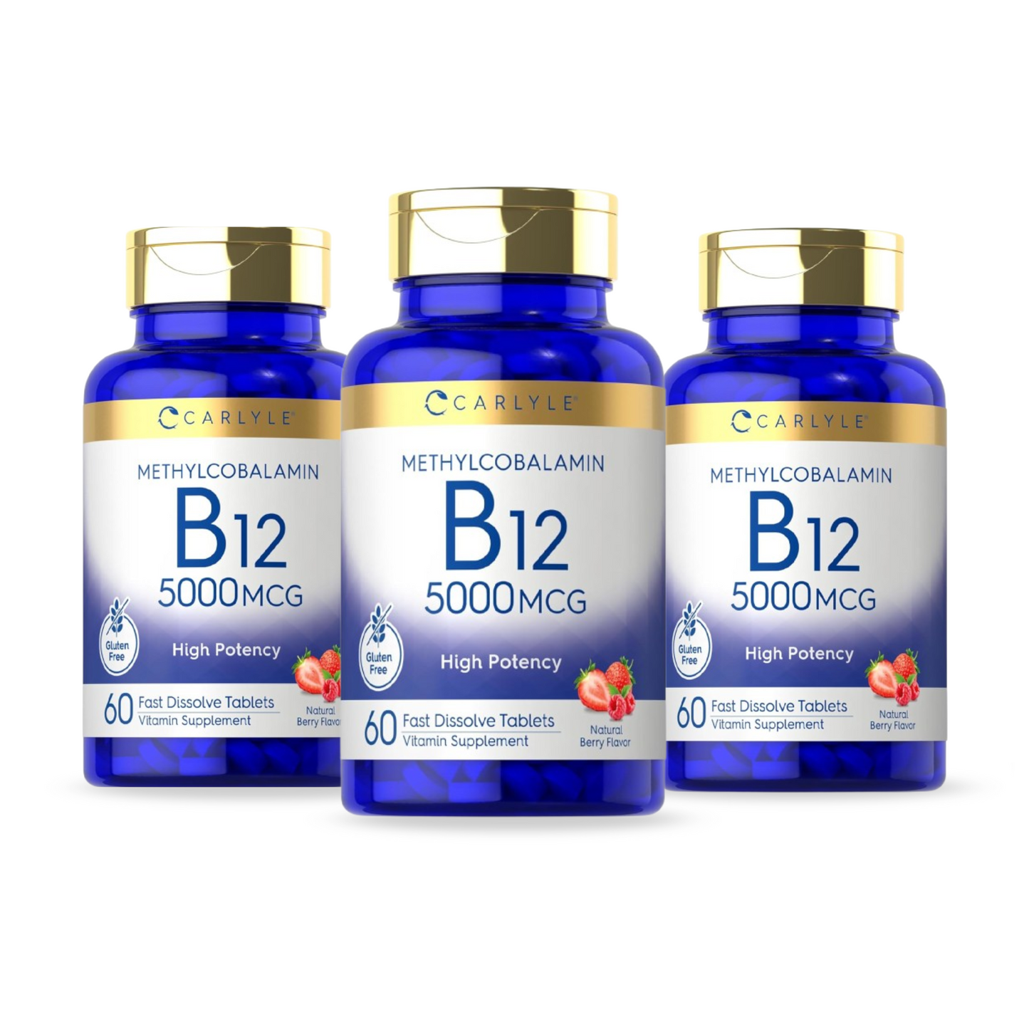 Combo 3 Carlyle Vitamina B12 Metilcobalamina, 5000 mcg, 60 Comprimidos