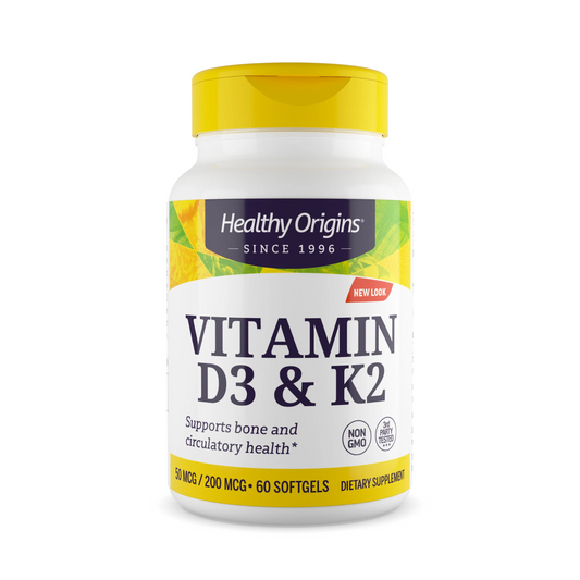 Healthy Origins Vitamin D3 50 mcg. & Vitamin K2 200 mcg. 60 Gels