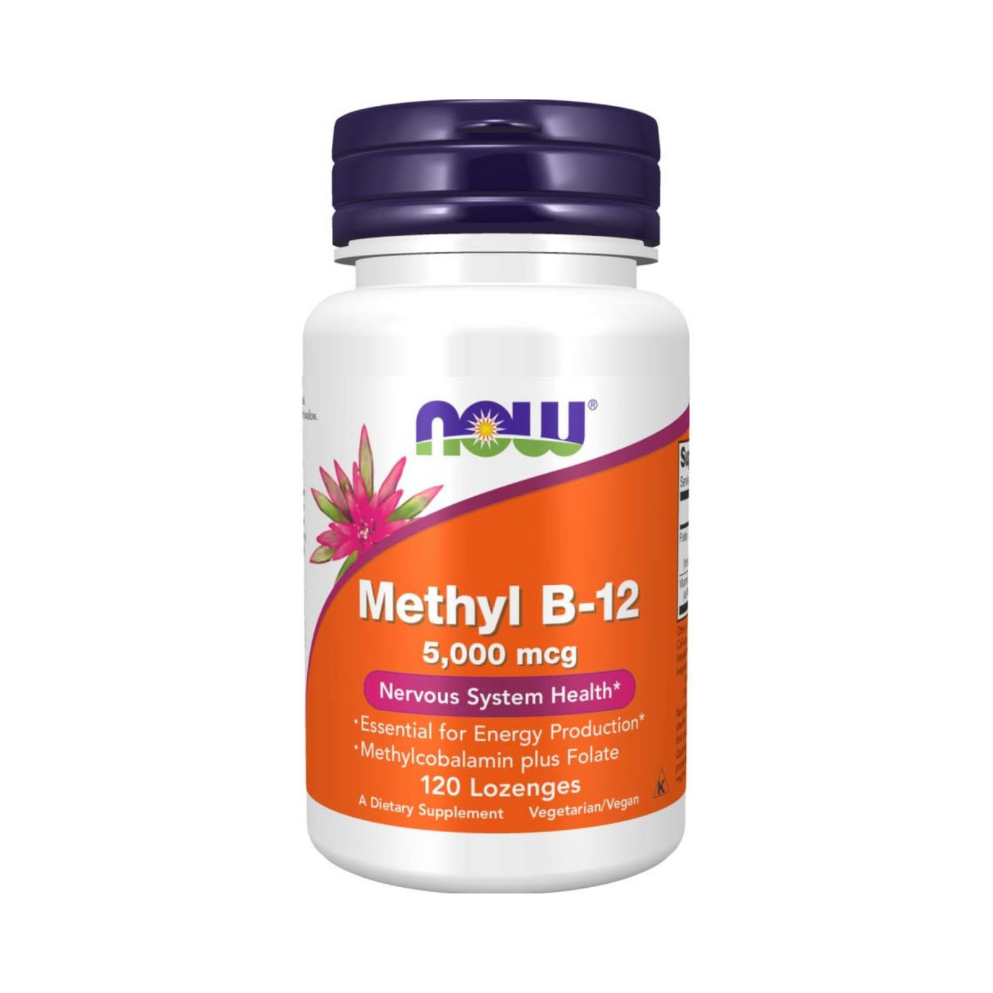 NOW Suplementos, Metil B-12 (Metilcobalamina) 5000 mcg, 120 Pastilhas