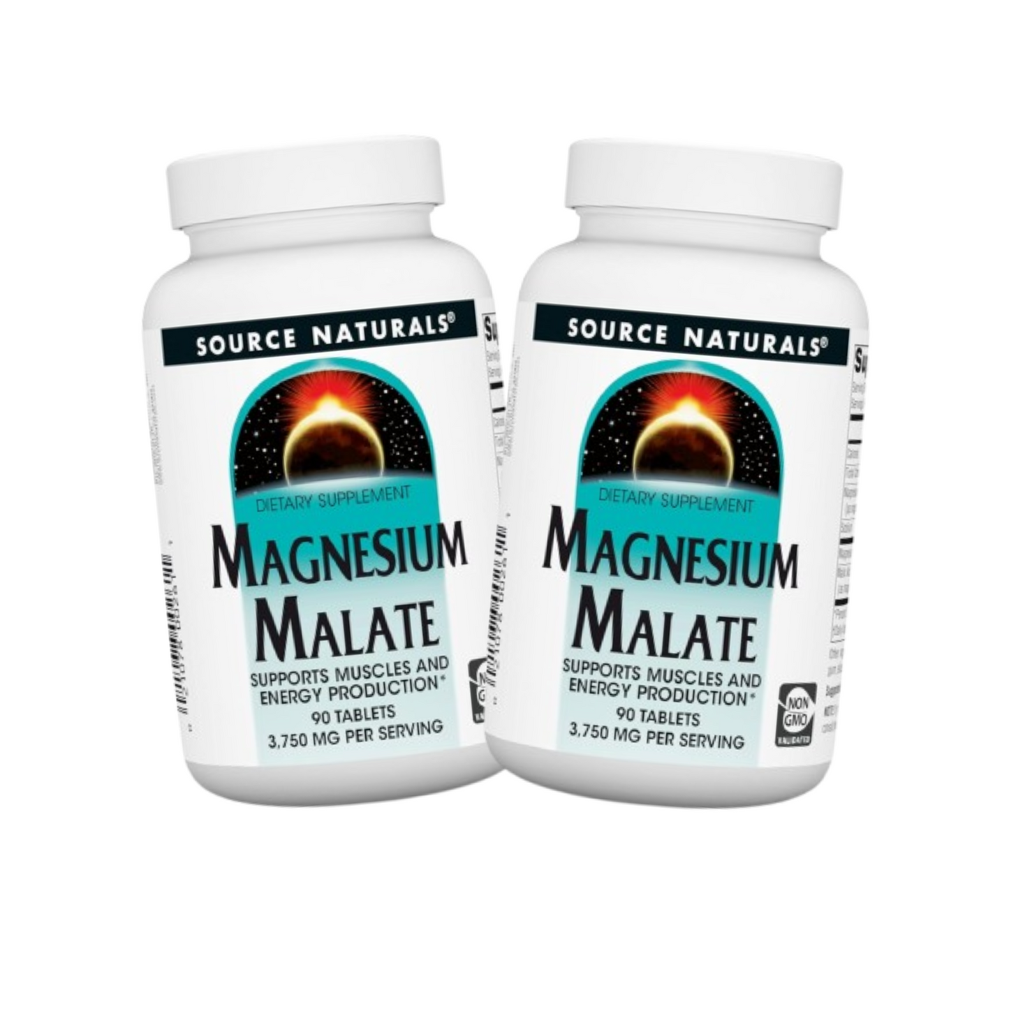 Combo 2 Source Naturals Magnesium Malate 3750mg por Porção (3 Comprimidos), 90 Comprimidos