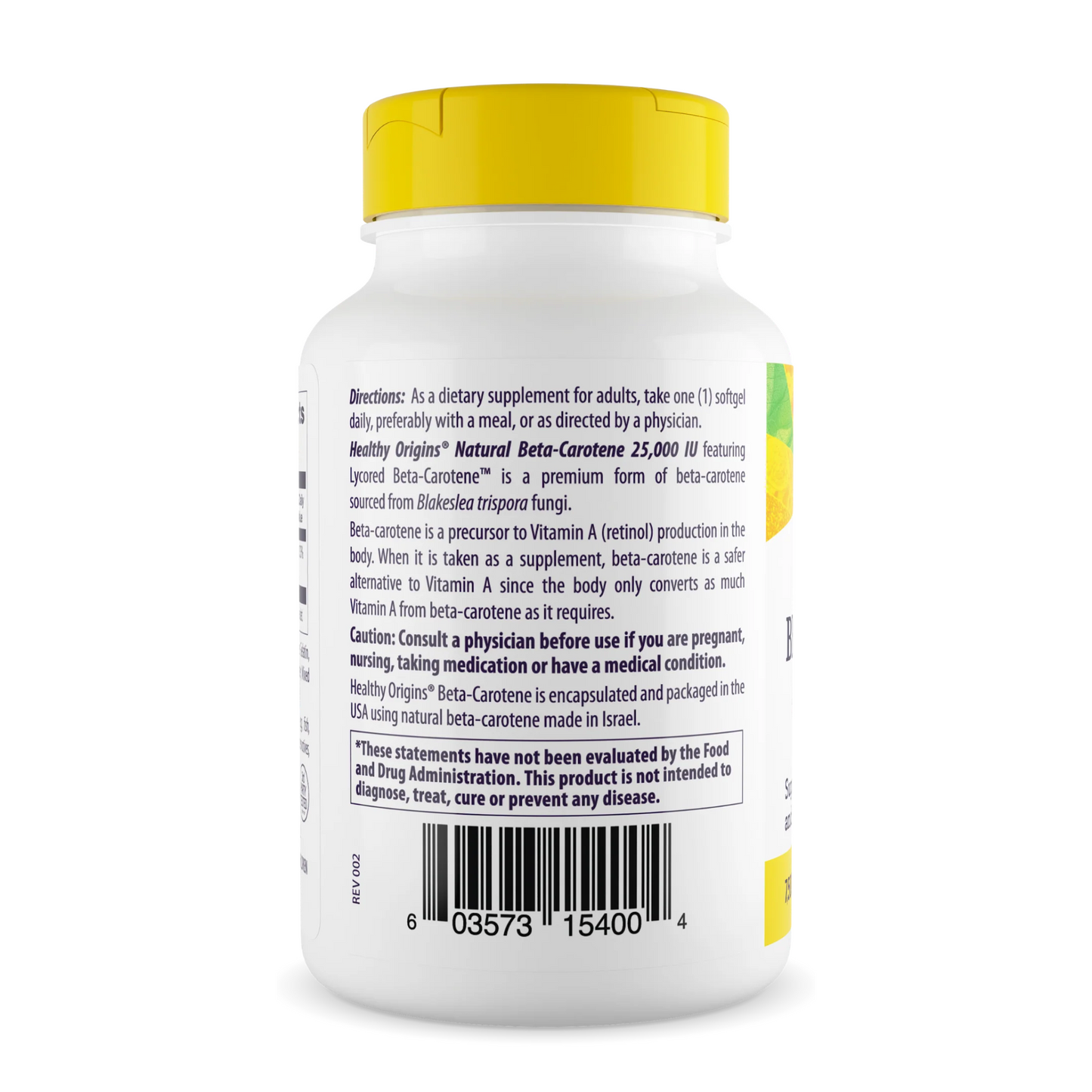 Healthy Origins, Beta Carotene, 25,000 IU, 60 Gels