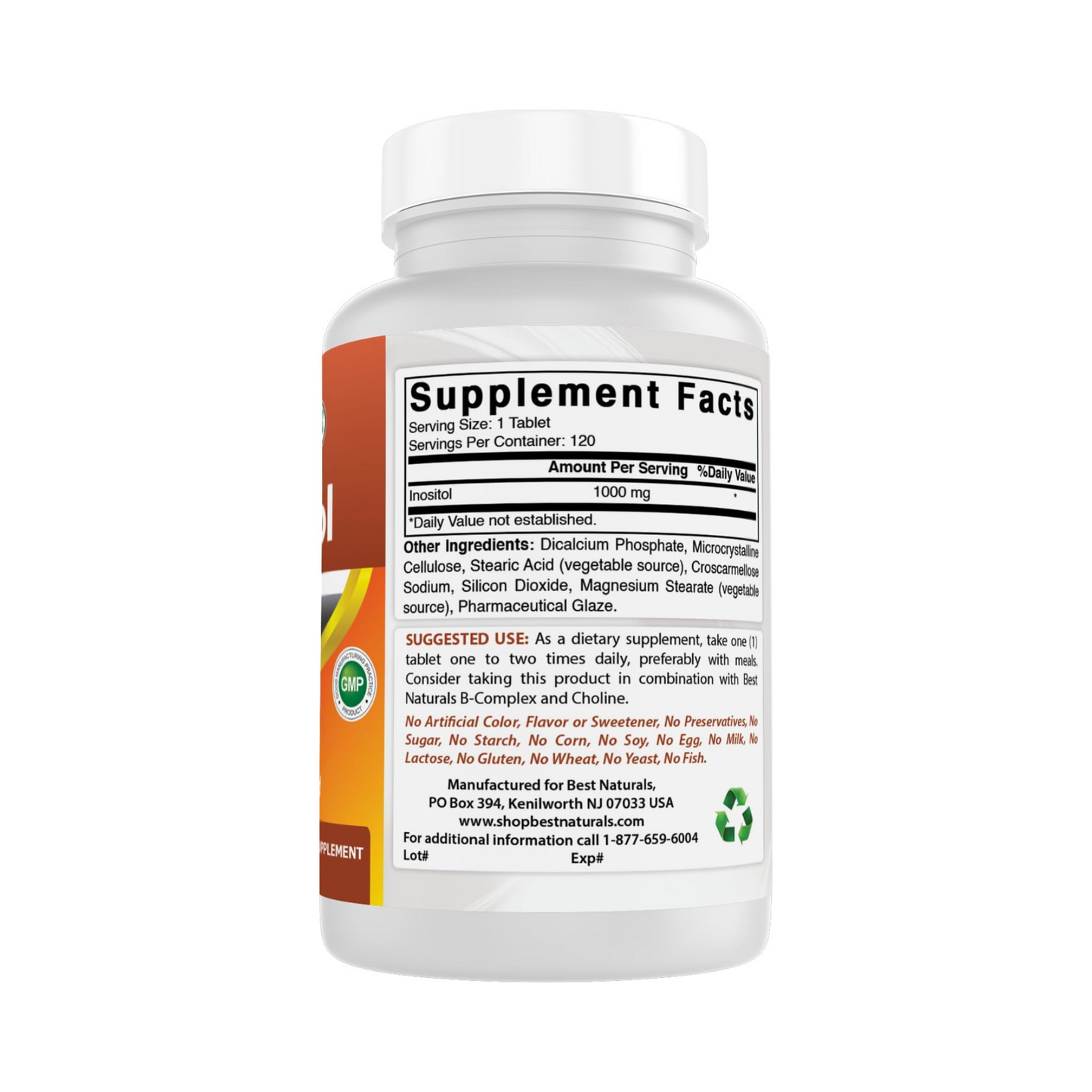 Best Naturals Inositol 1000 mg, 120 Comprimidos
