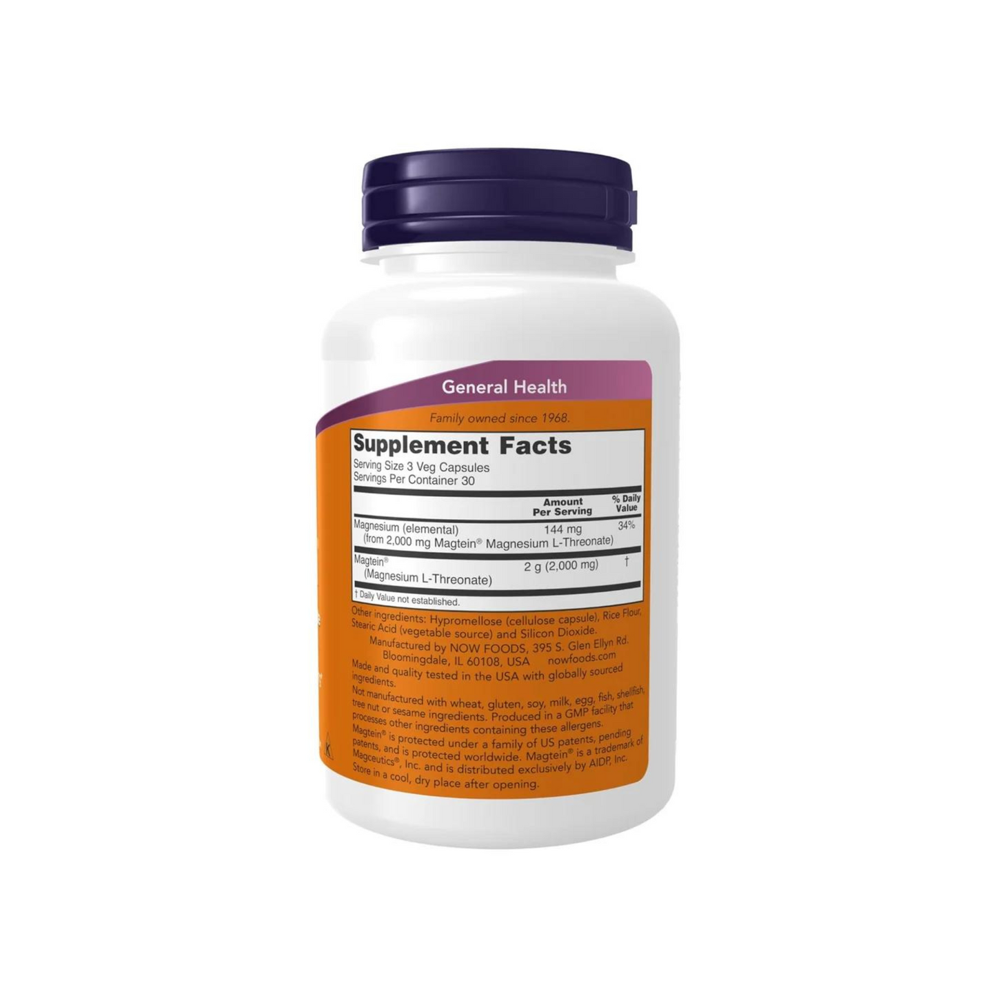 Combo 2 NOW Foods, Magtein, Magnésio L-Treonato, 90 Cápsulas Vegetais