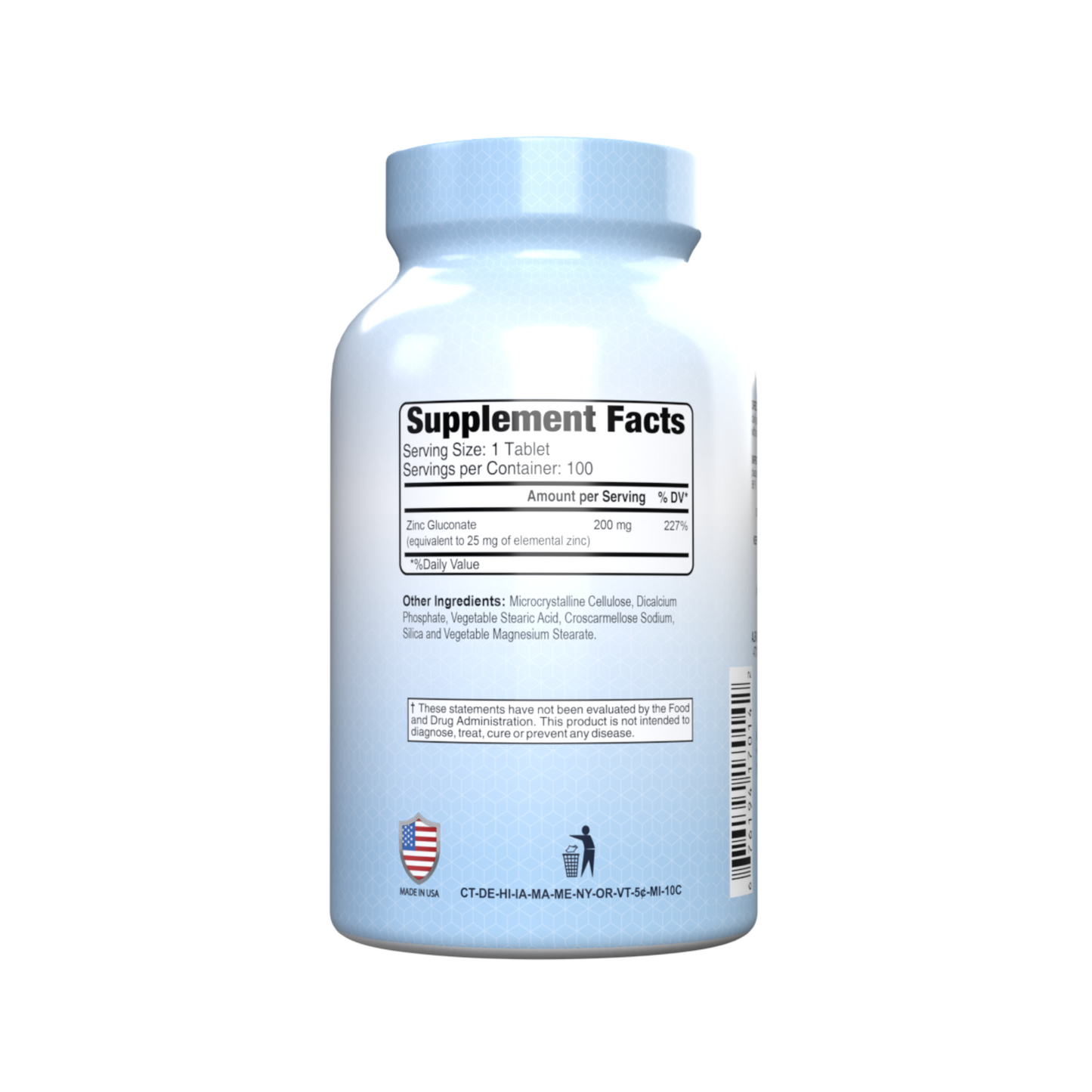 Suplemento Alfa Vitamins Gluconato de Zinco, 200 mg, 100 Comprimidos