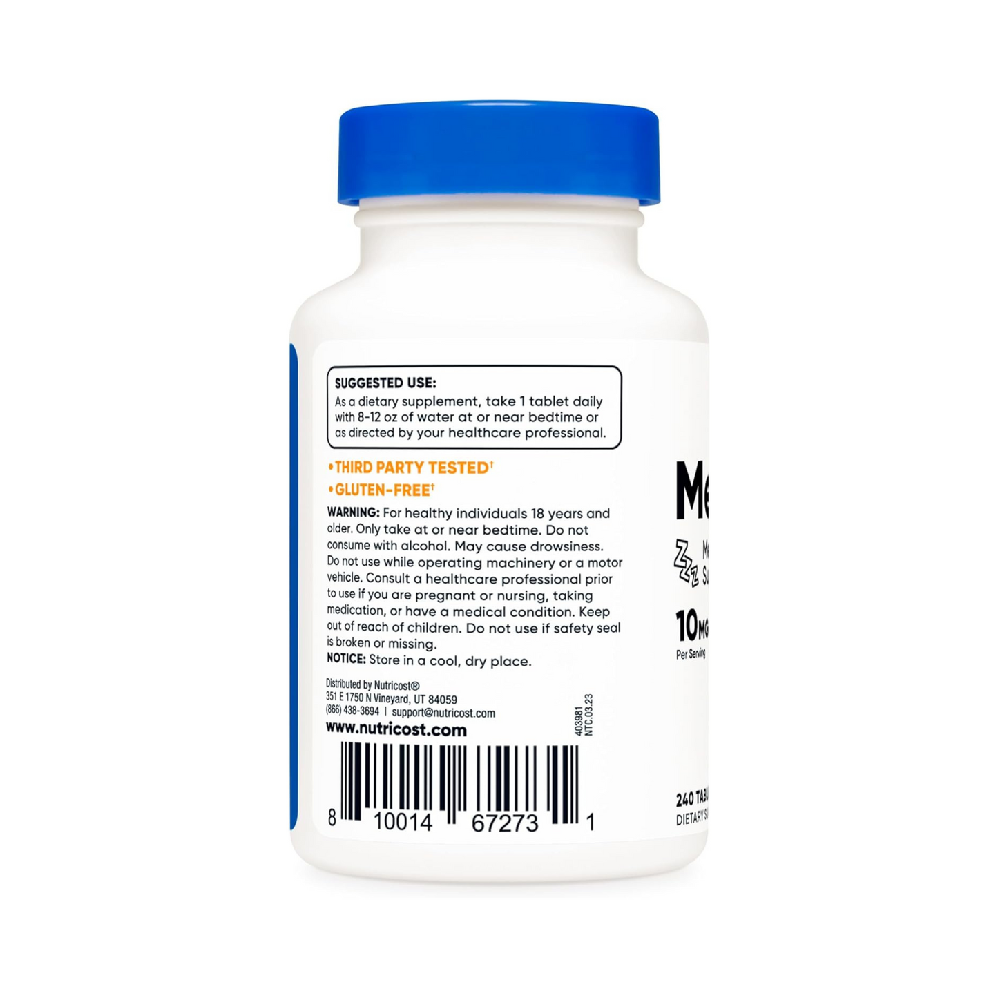 Nutricost Melatonina, 10mg - 240 Comprimidos