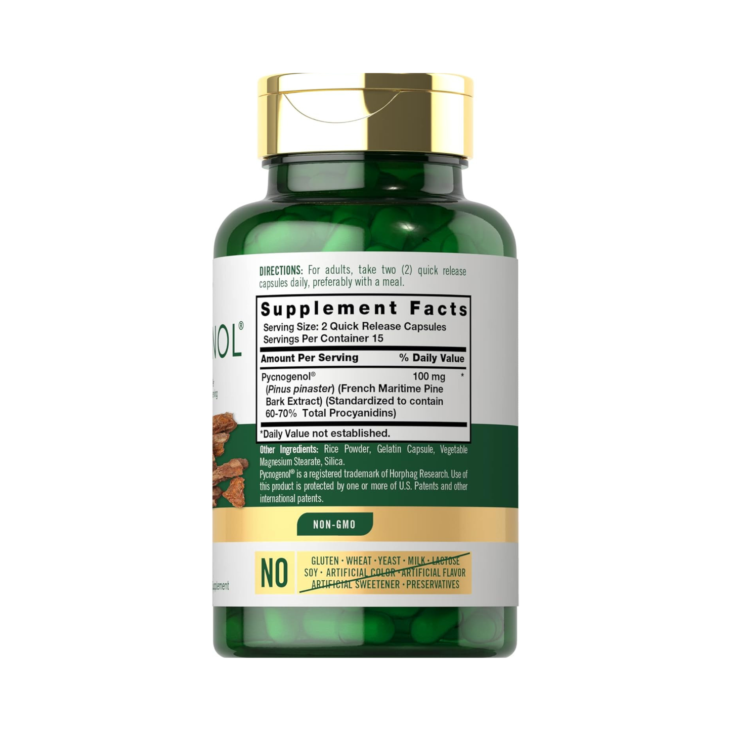 Carlyle Pycnogenol 100mg, Extrato de Casca de Pinheiro Marítimo Francês (Pinus Pinaster), 30 Cápsulas
