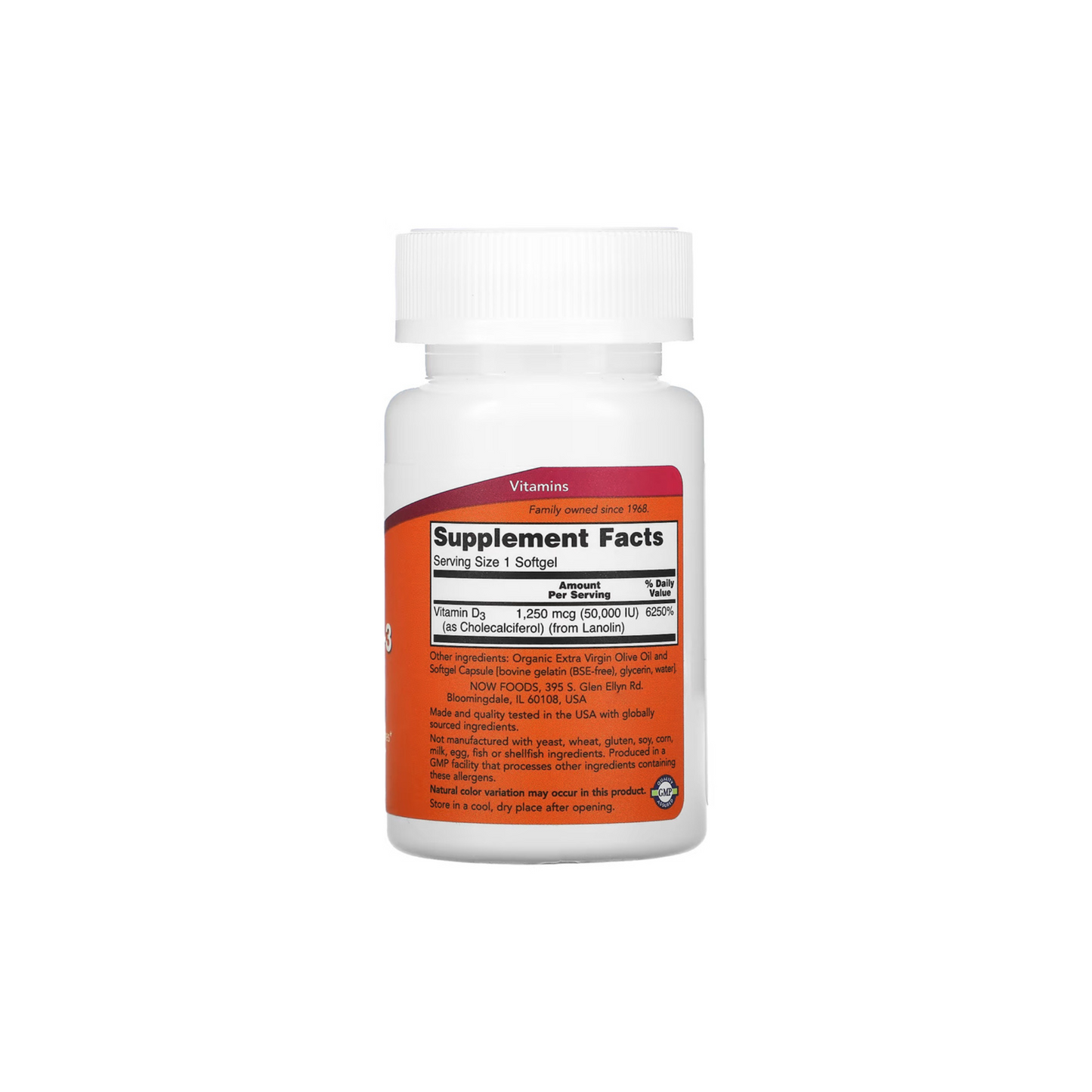 Combo 2 Now Foods Vitamina D3, 50000 UI, 50 Softgels