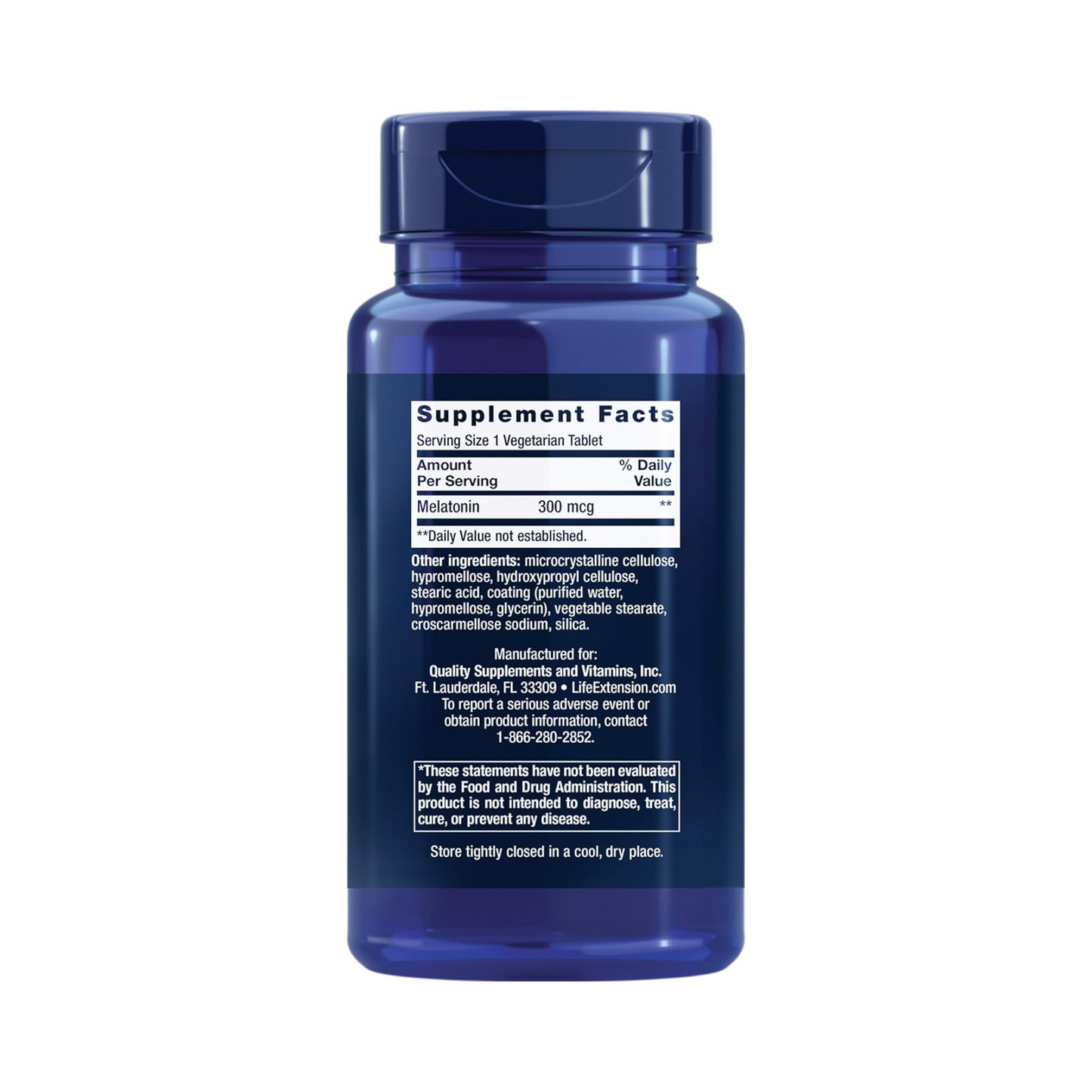 Life Extension, Melatonina, 6 Horas de Liberação, 300 mcg, 100 Comprimidos