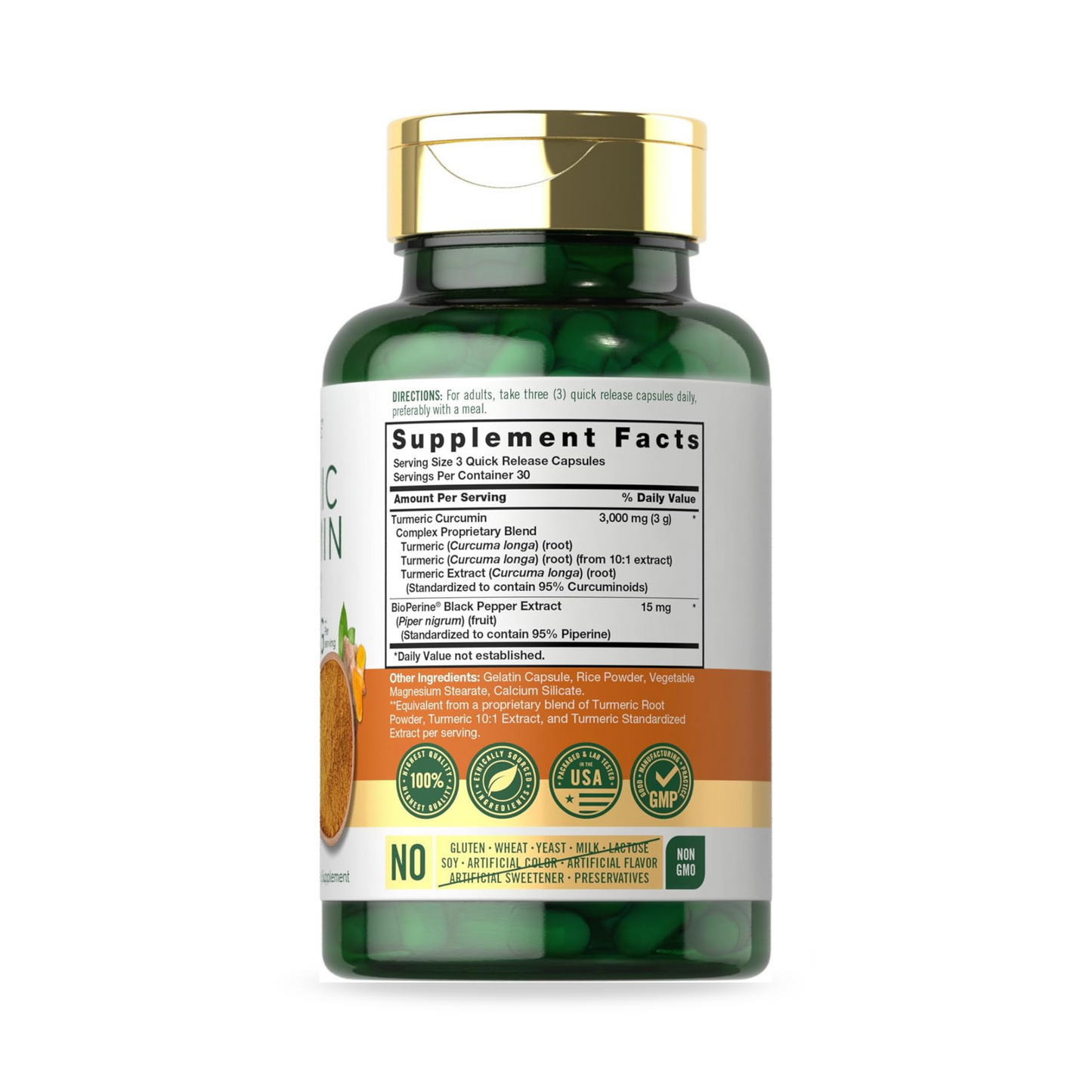 Carlyle Cúrcuma com Pimenta Preta 3000mg, 90 Cápsulas