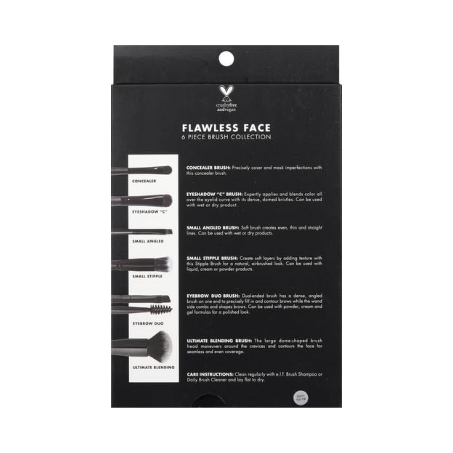 e.l.f. Kit Flawless Face, 6 Peças, Pincéis para Rosto, Olhos e Sobrancelhas, Vegano e Livre de Crueldade