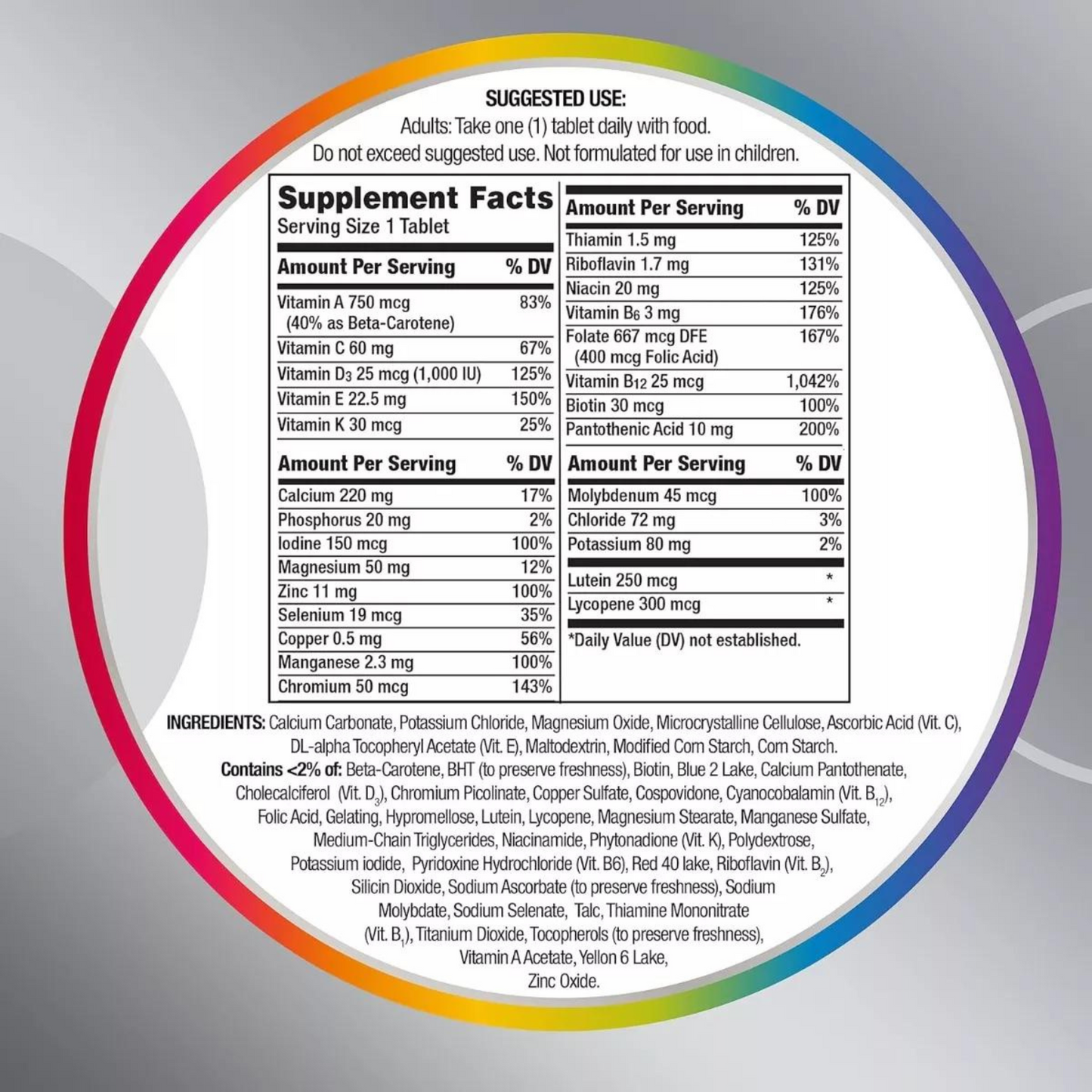 Suplemento Centrum Silver para Adultos 50+, 125 Comprimidos