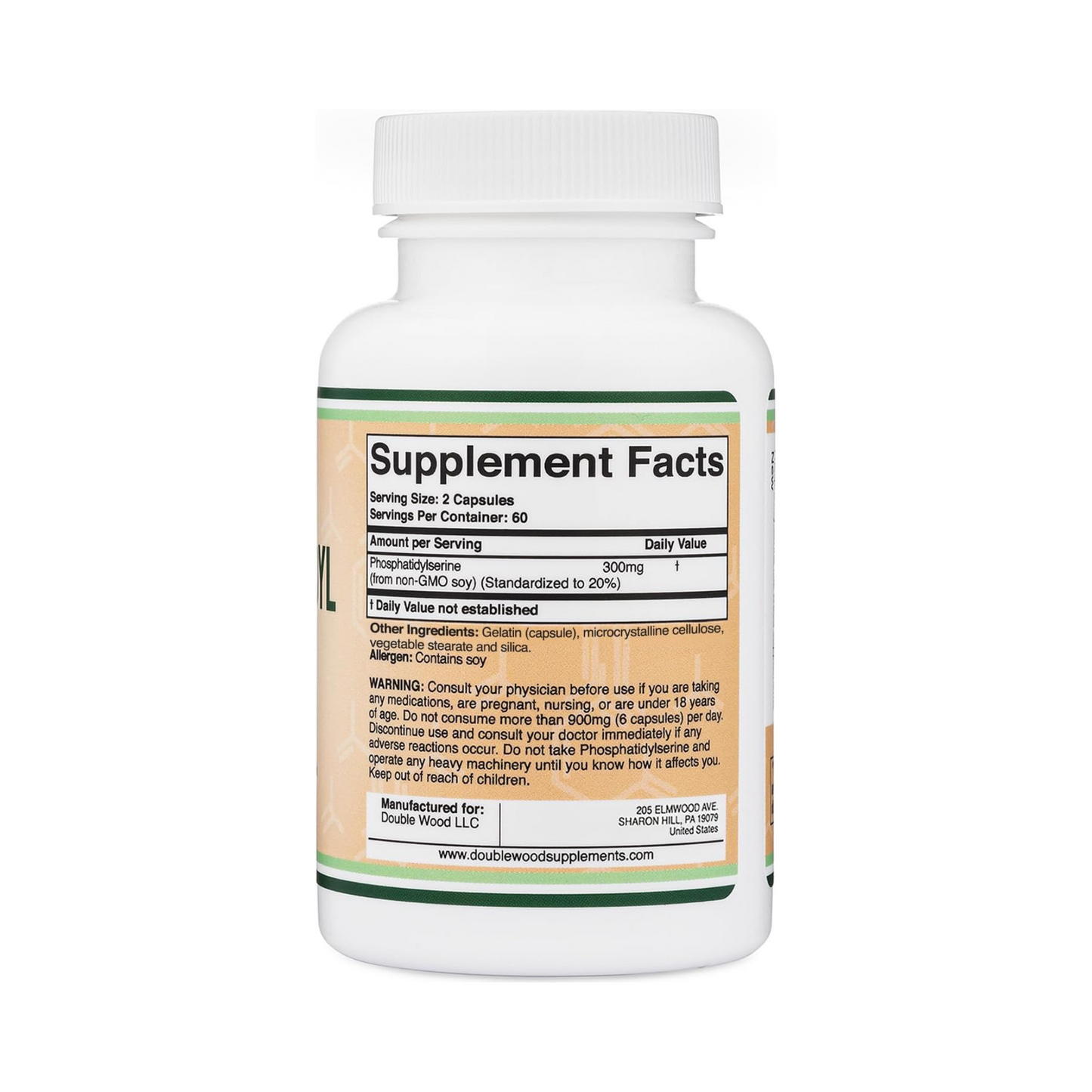 Double Wood Fosfatidilserina 300 mg em duas porções 120 Cápsulas