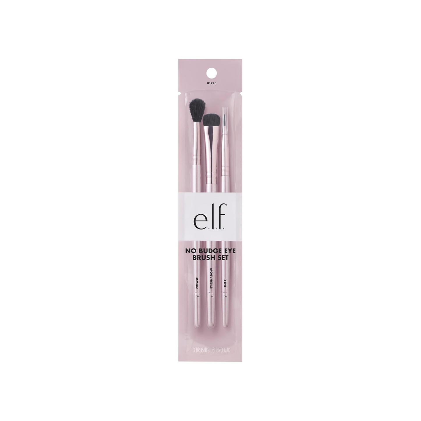e.l.f. No Budge Brush Trio, 3 Pincéis para Sombra Cremosa, Vegano e Livre de Crueldade