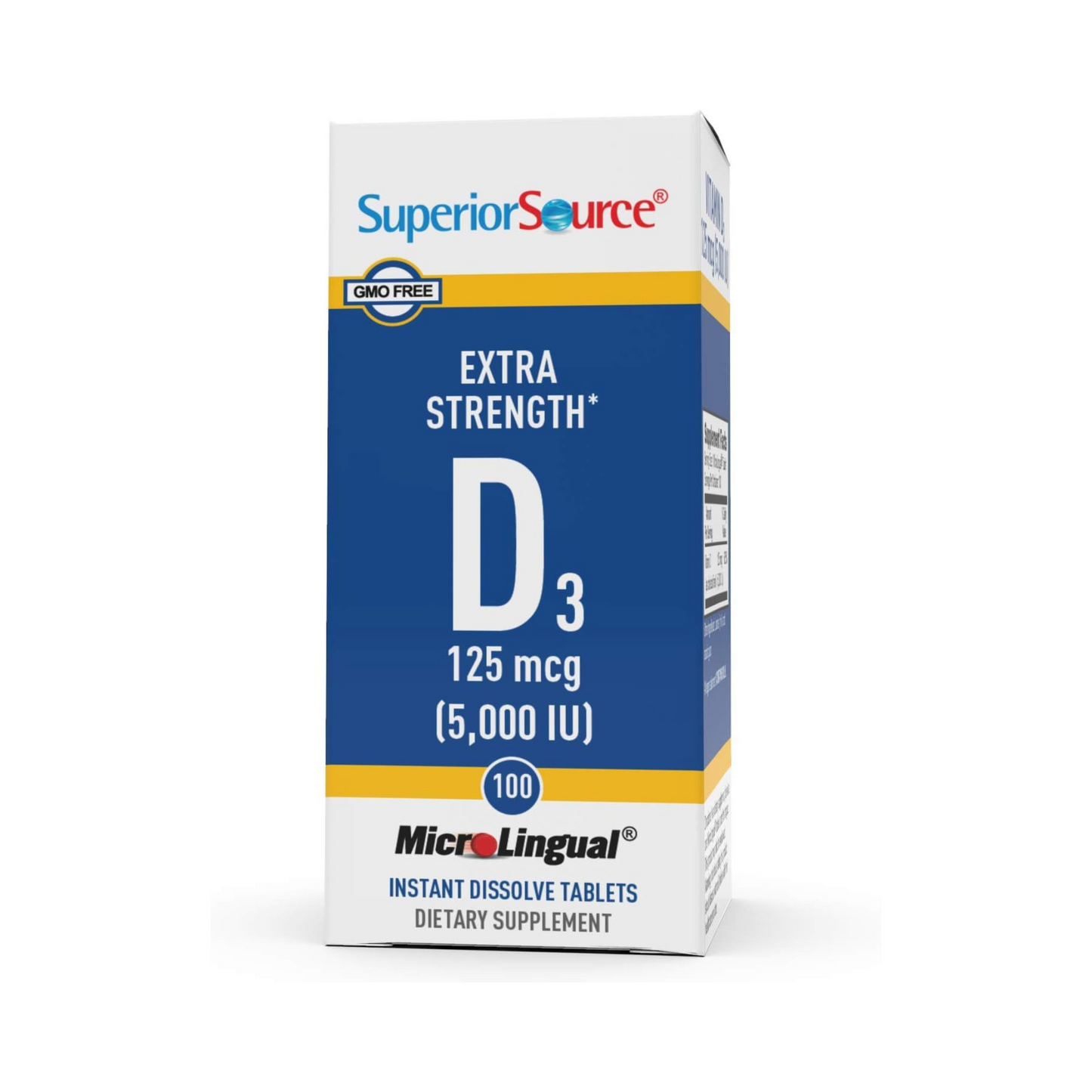 Superior Source, Vitamina D3 Extra Forte, 125 mcg, 5000 UI, 100 Comprimidos