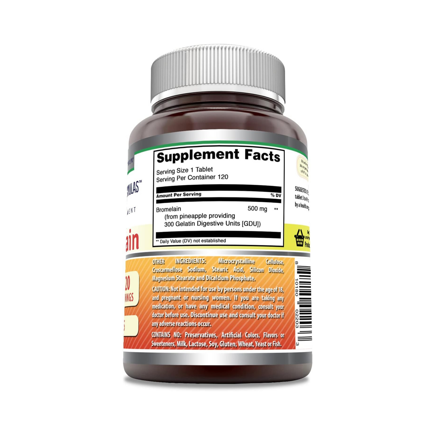 Amazing Formulas Bromelina 500mg, 120 Comprimidos